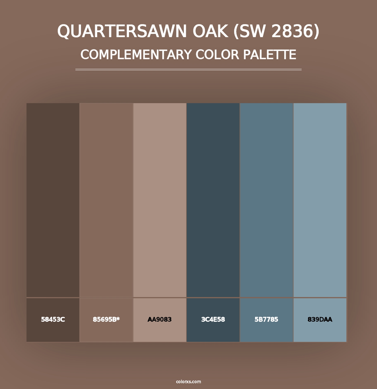 Quartersawn Oak (SW 2836) - Complementary Color Palette