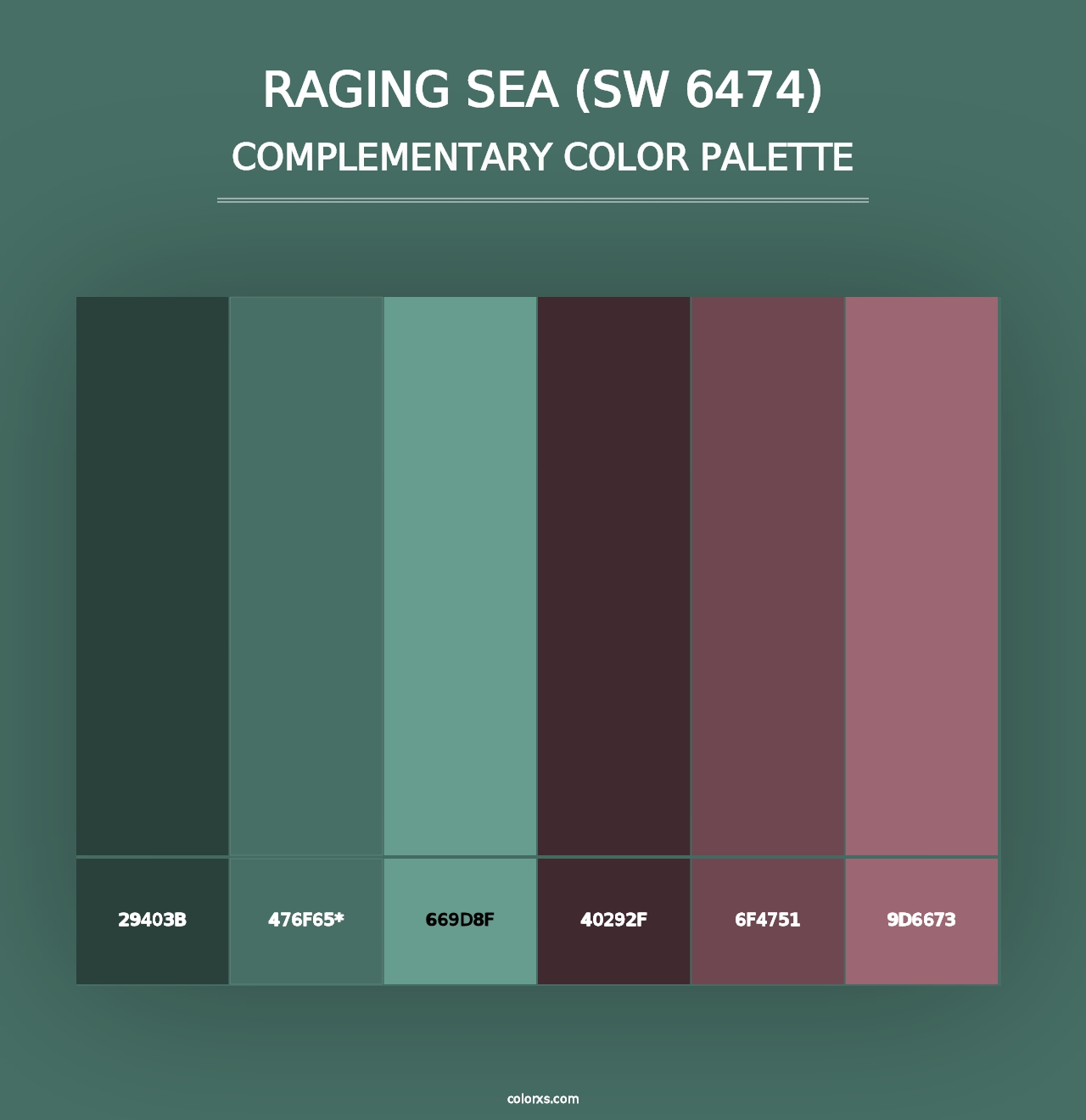 Raging Sea (SW 6474) - Complementary Color Palette