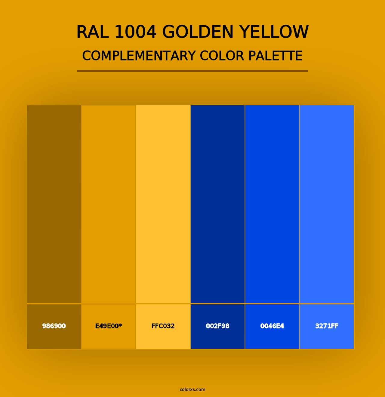 RAL 1004 Golden Yellow - Complementary Color Palette