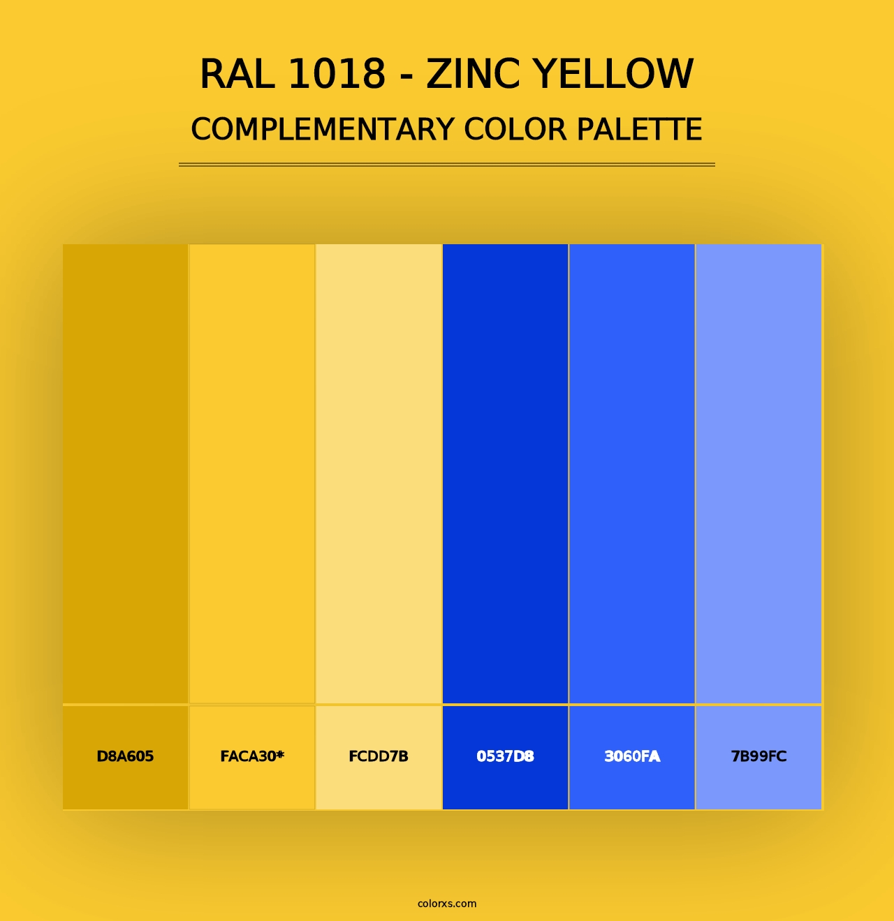 RAL 1018 - Zinc Yellow - Complementary Color Palette