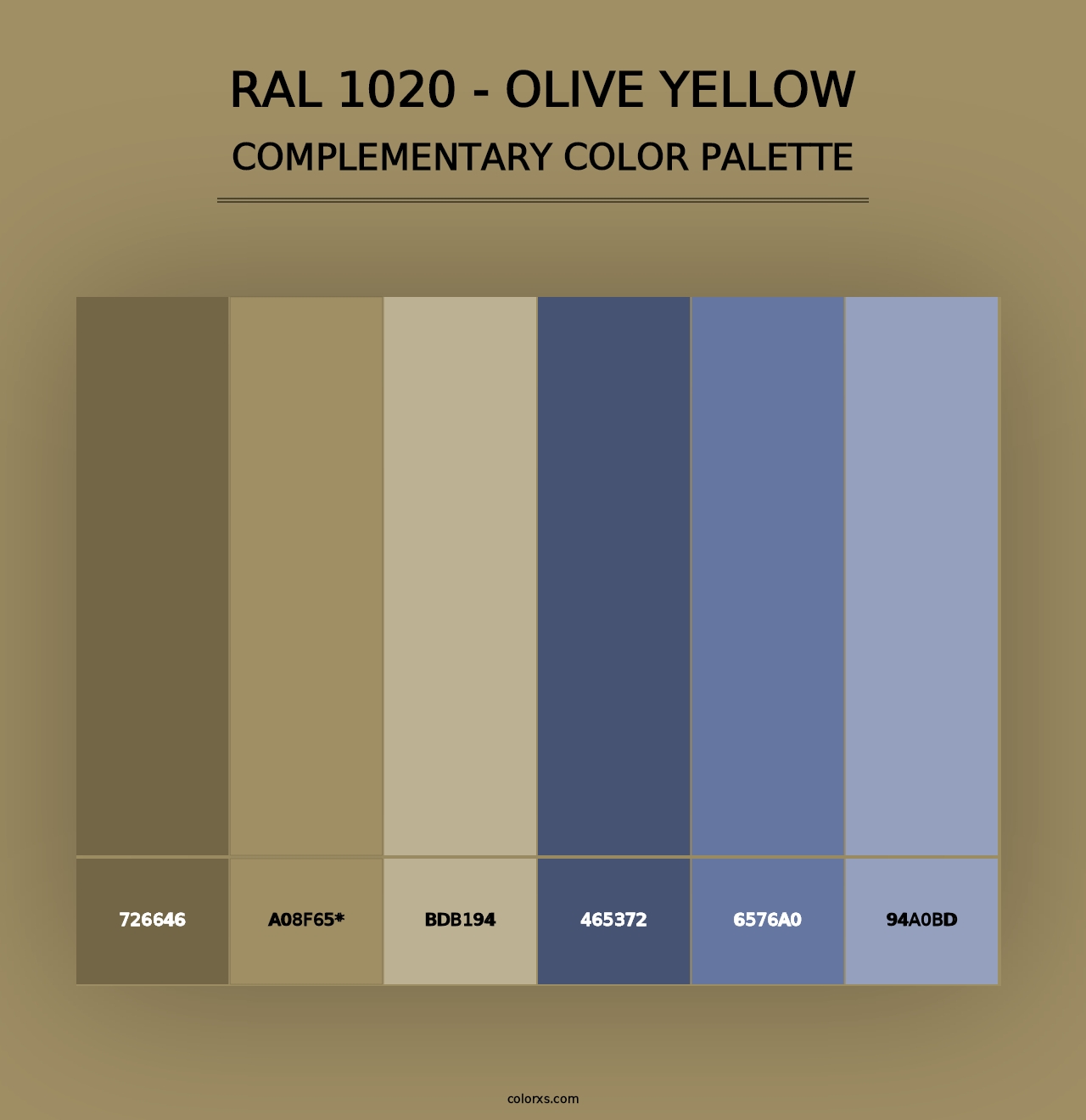 RAL 1020 - Olive Yellow - Complementary Color Palette