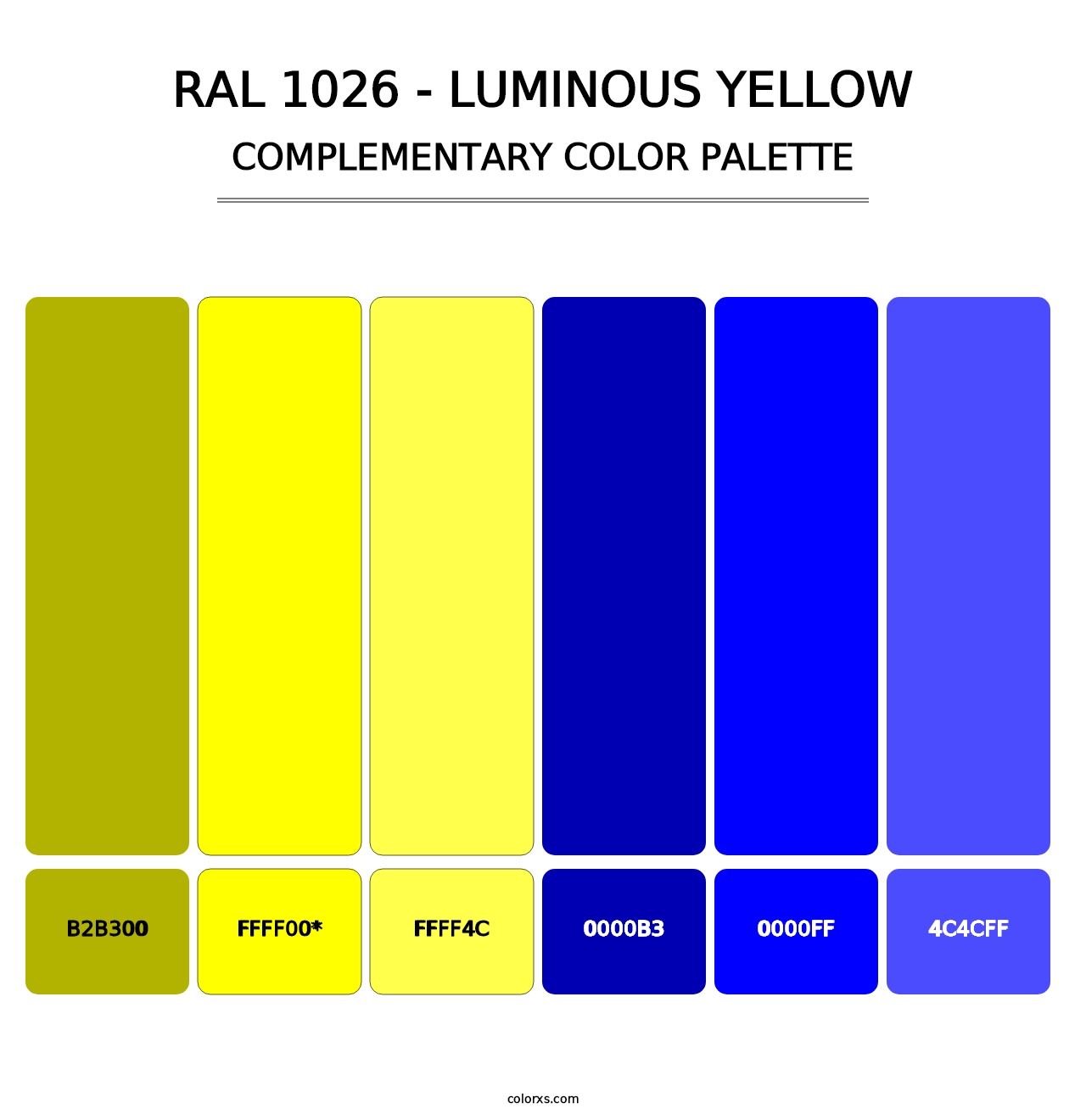 RAL 1026 - Luminous Yellow - Complementary Color Palette