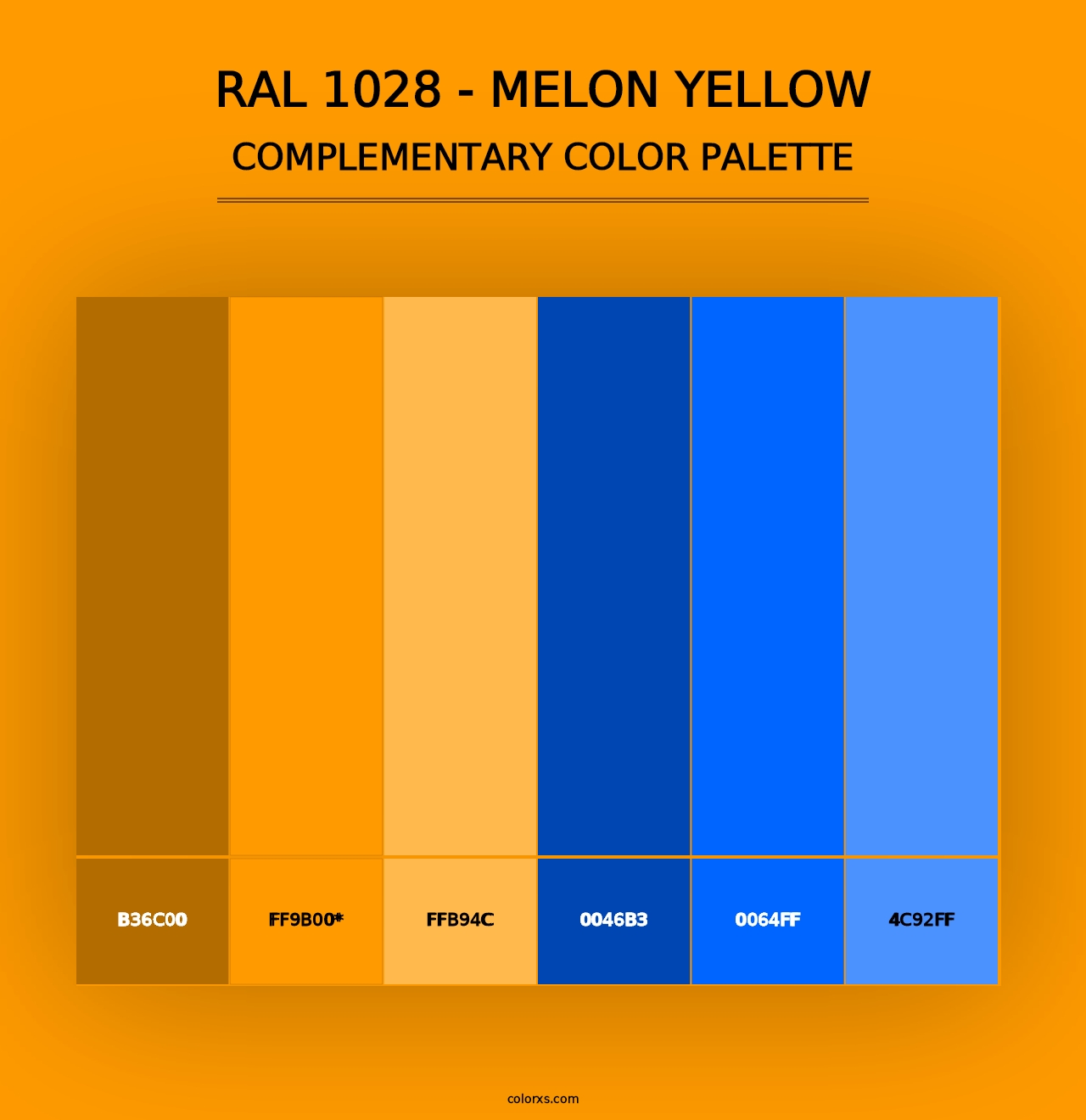 RAL 1028 - Melon Yellow - Complementary Color Palette