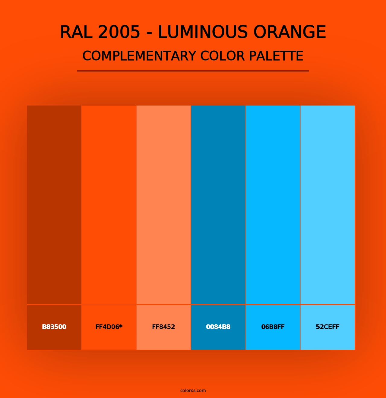 RAL 2005 - Luminous Orange - Complementary Color Palette