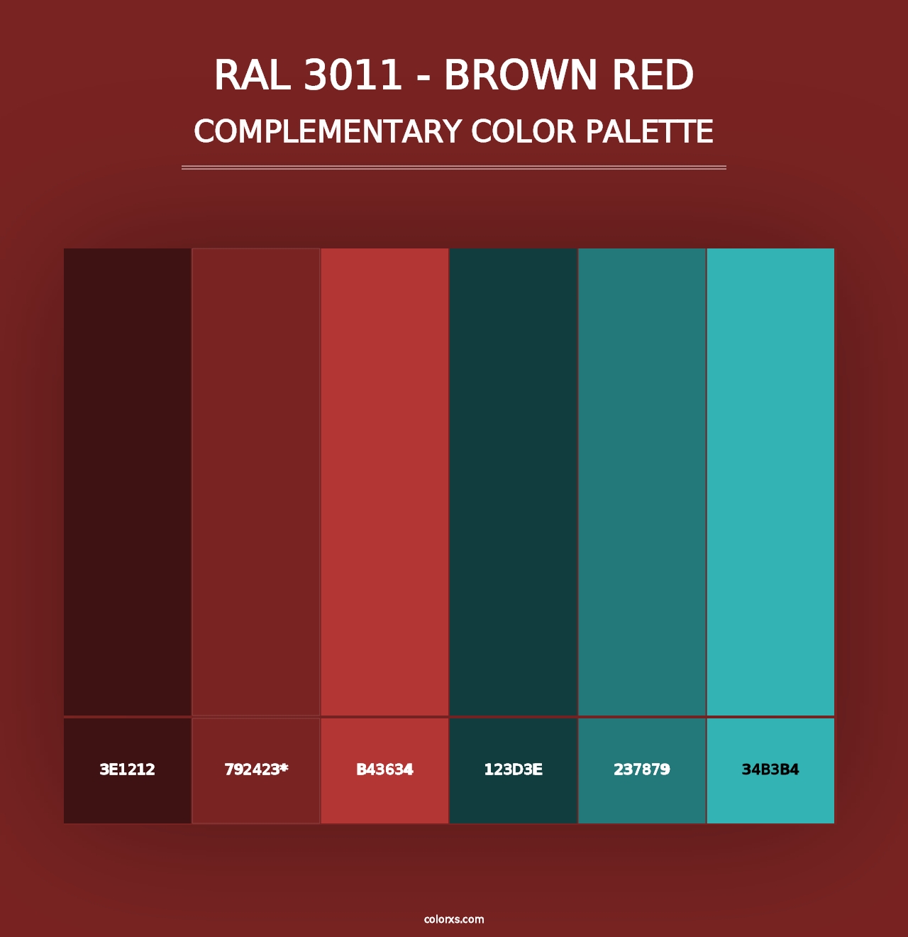 RAL 3011 - Brown Red - Complementary Color Palette