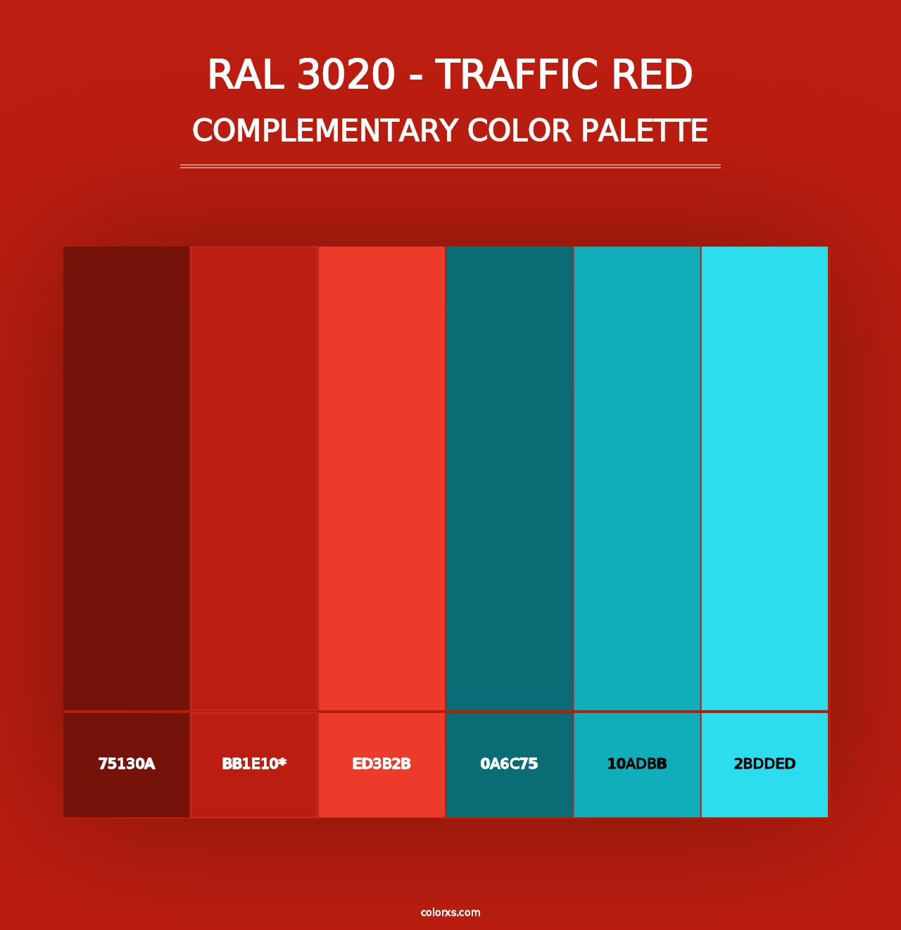 RAL 3020 - Traffic Red - Complementary Color Palette