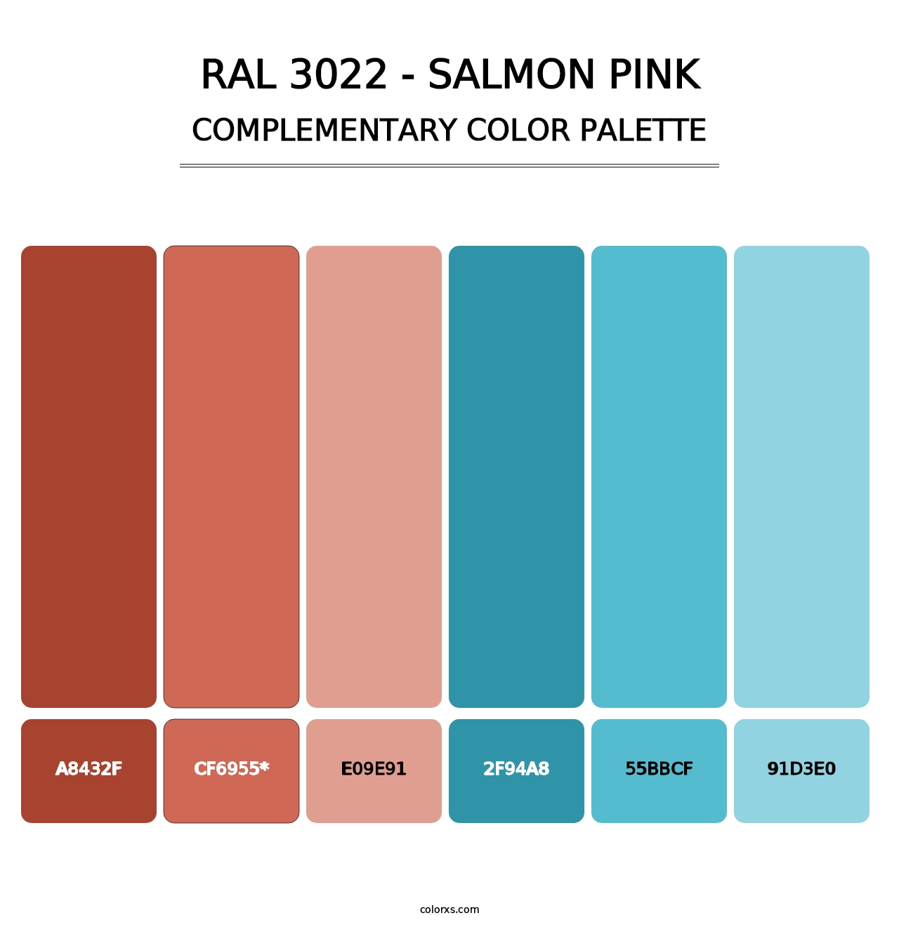 RAL 3022 - Salmon Pink - Complementary Color Palette