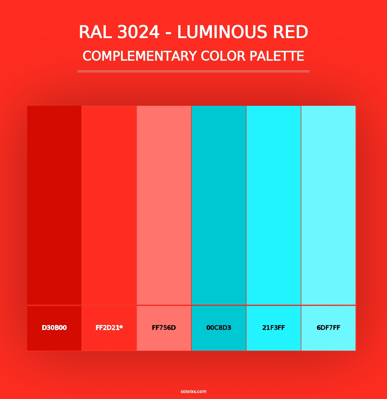 RAL 3024 - Luminous Red - Complementary Color Palette