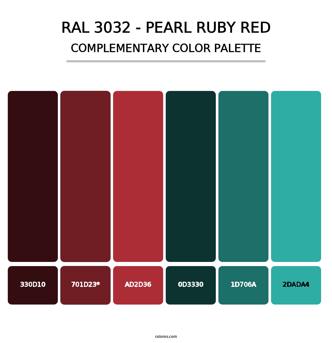 RAL 3032 - Pearl Ruby Red - Complementary Color Palette