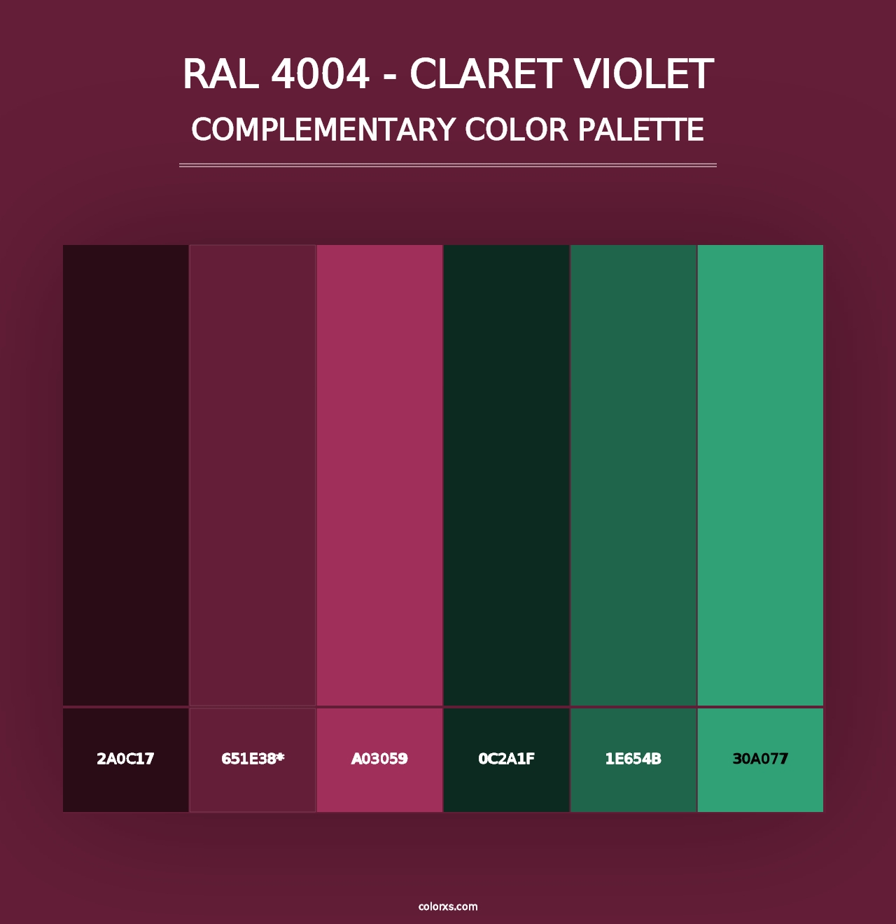 RAL 4004 - Claret Violet - Complementary Color Palette