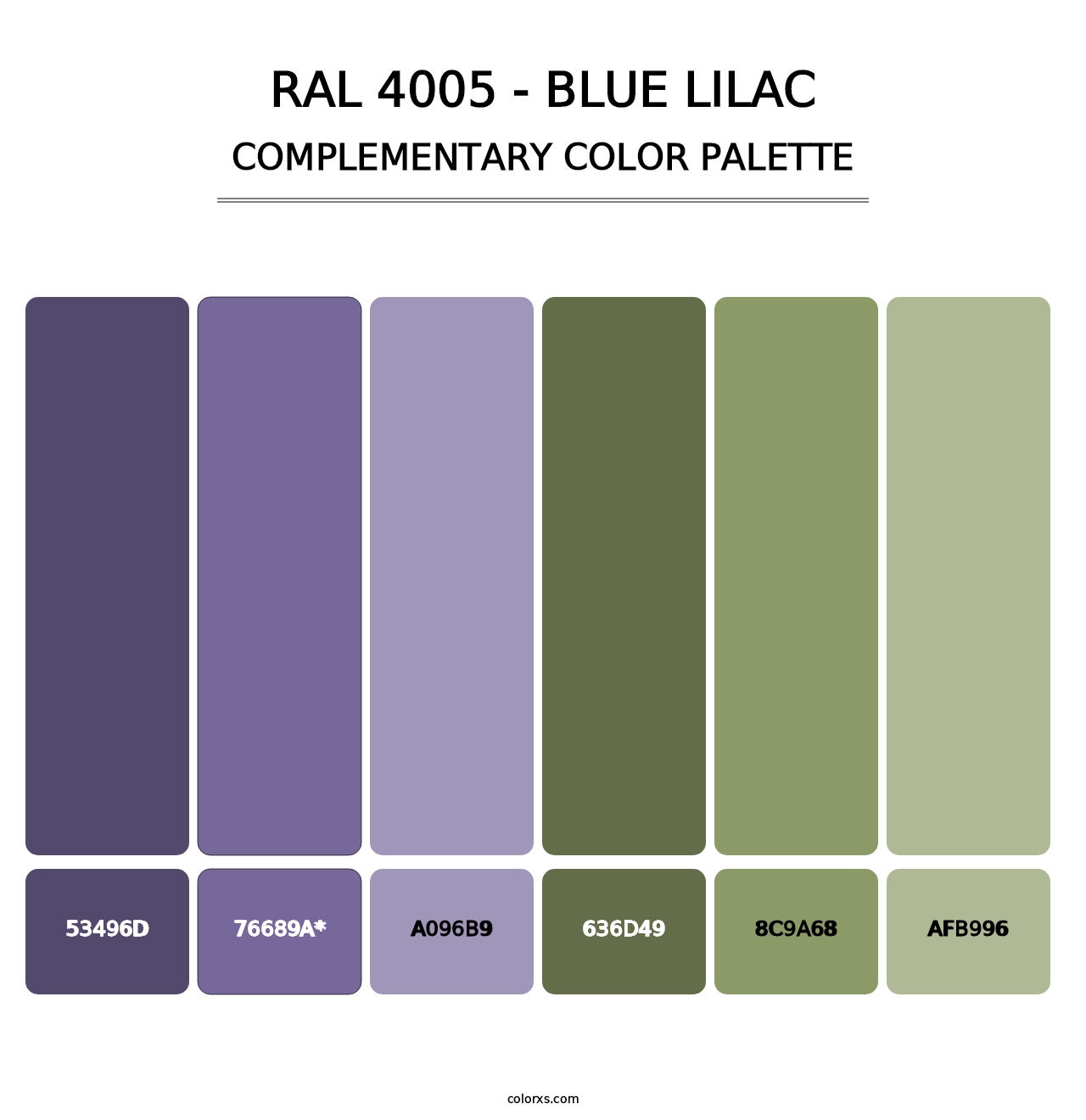 RAL 4005 - Blue Lilac - Complementary Color Palette