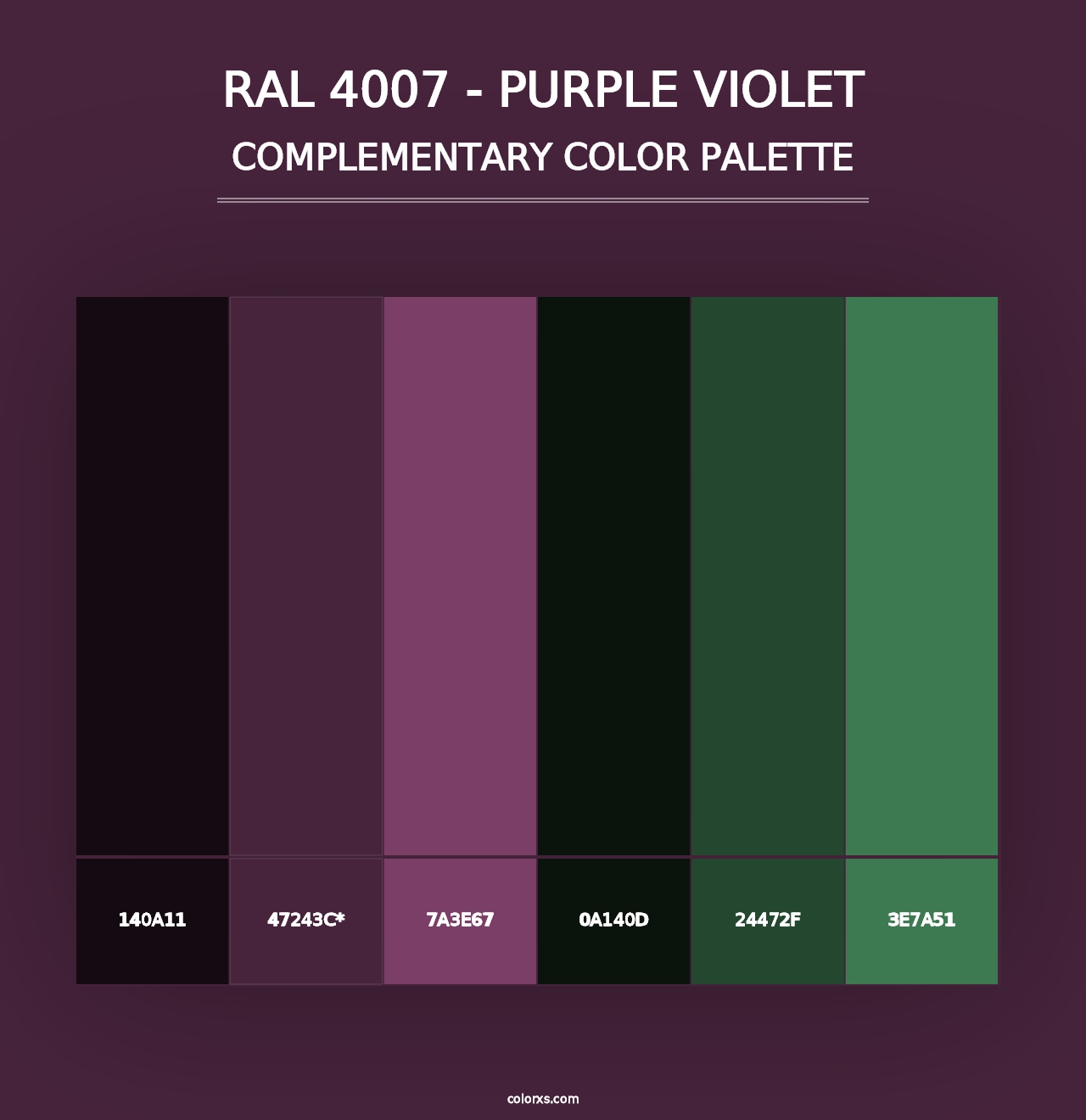 RAL 4007 - Purple Violet - Complementary Color Palette