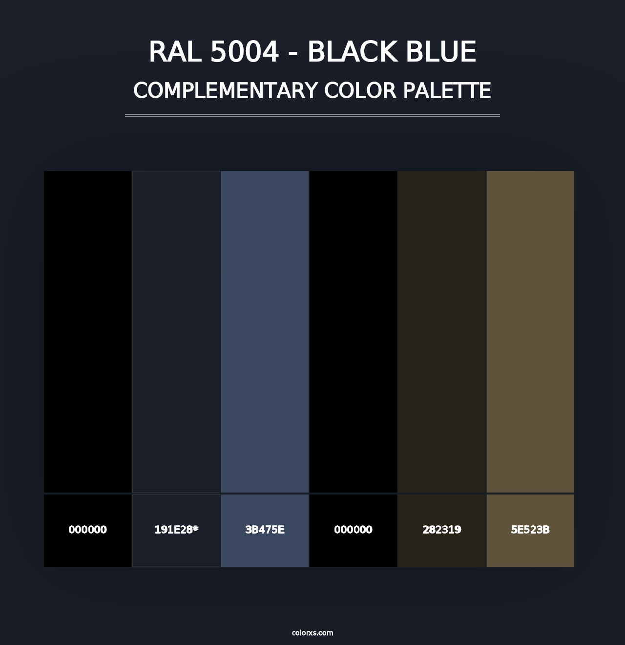 RAL 5004 - Black Blue - Complementary Color Palette