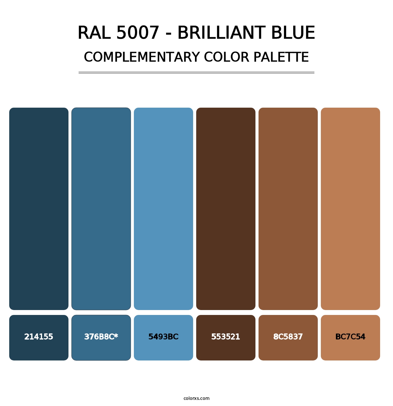 RAL 5007 - Brilliant Blue - Complementary Color Palette