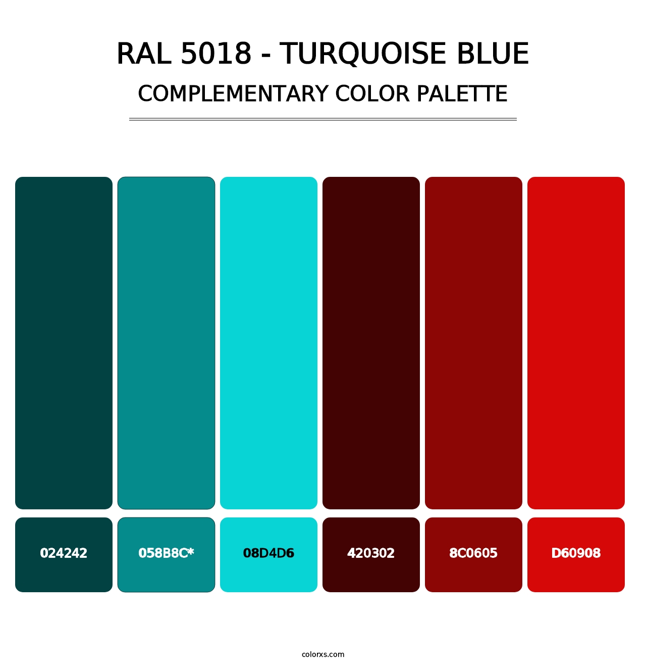 RAL 5018 - Turquoise Blue - Complementary Color Palette