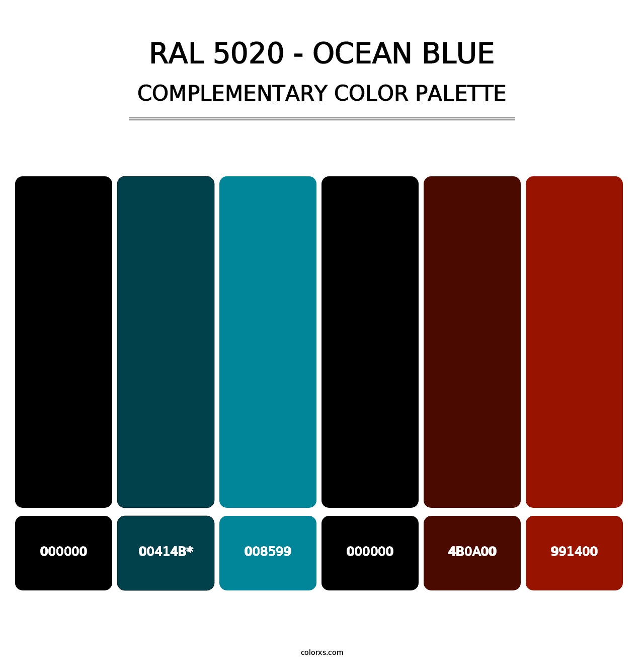 RAL 5020 - Ocean Blue - Complementary Color Palette