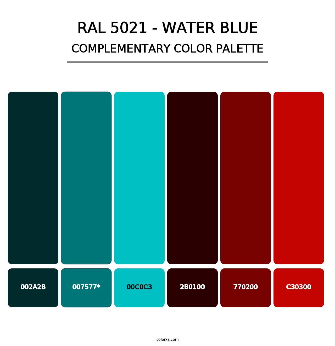 RAL 5021 - Water Blue - Complementary Color Palette