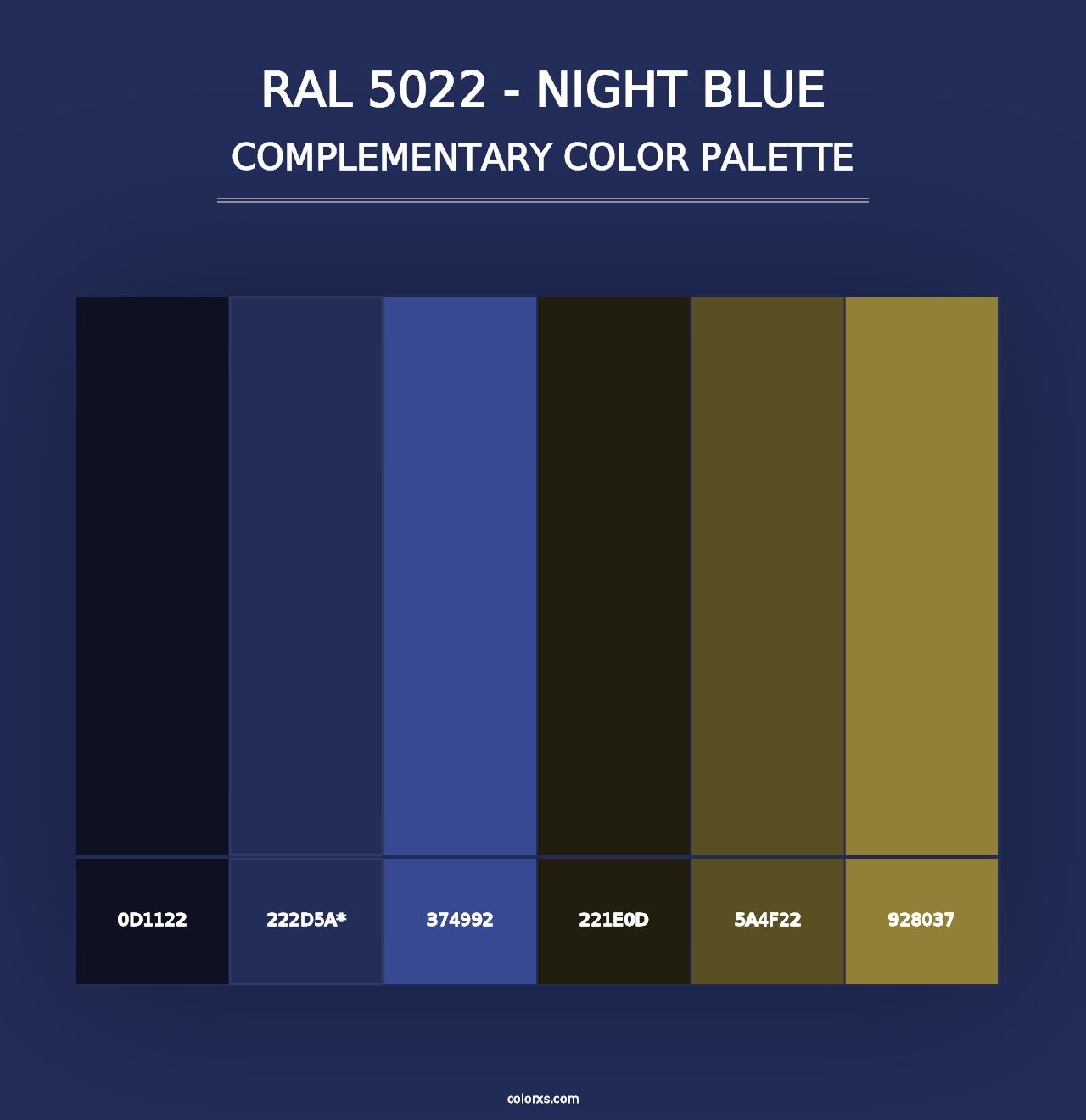 RAL 5022 - Night Blue - Complementary Color Palette