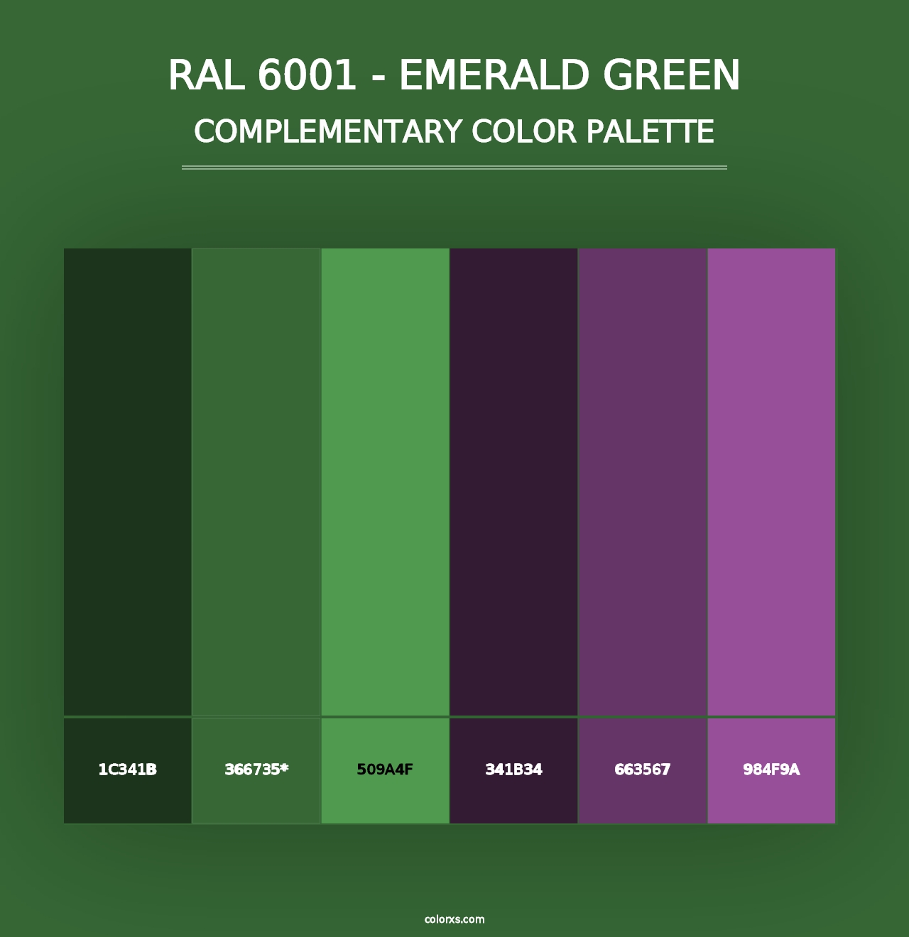 RAL 6001 - Emerald Green - Complementary Color Palette