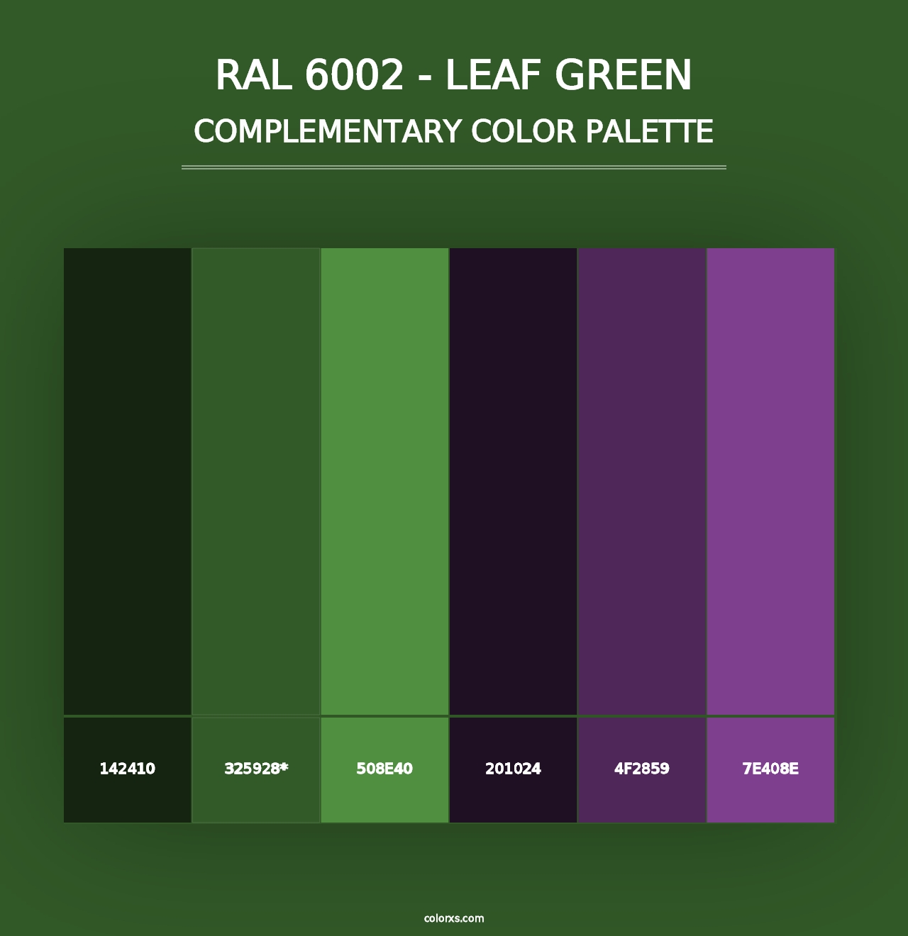 RAL 6002 - Leaf Green - Complementary Color Palette