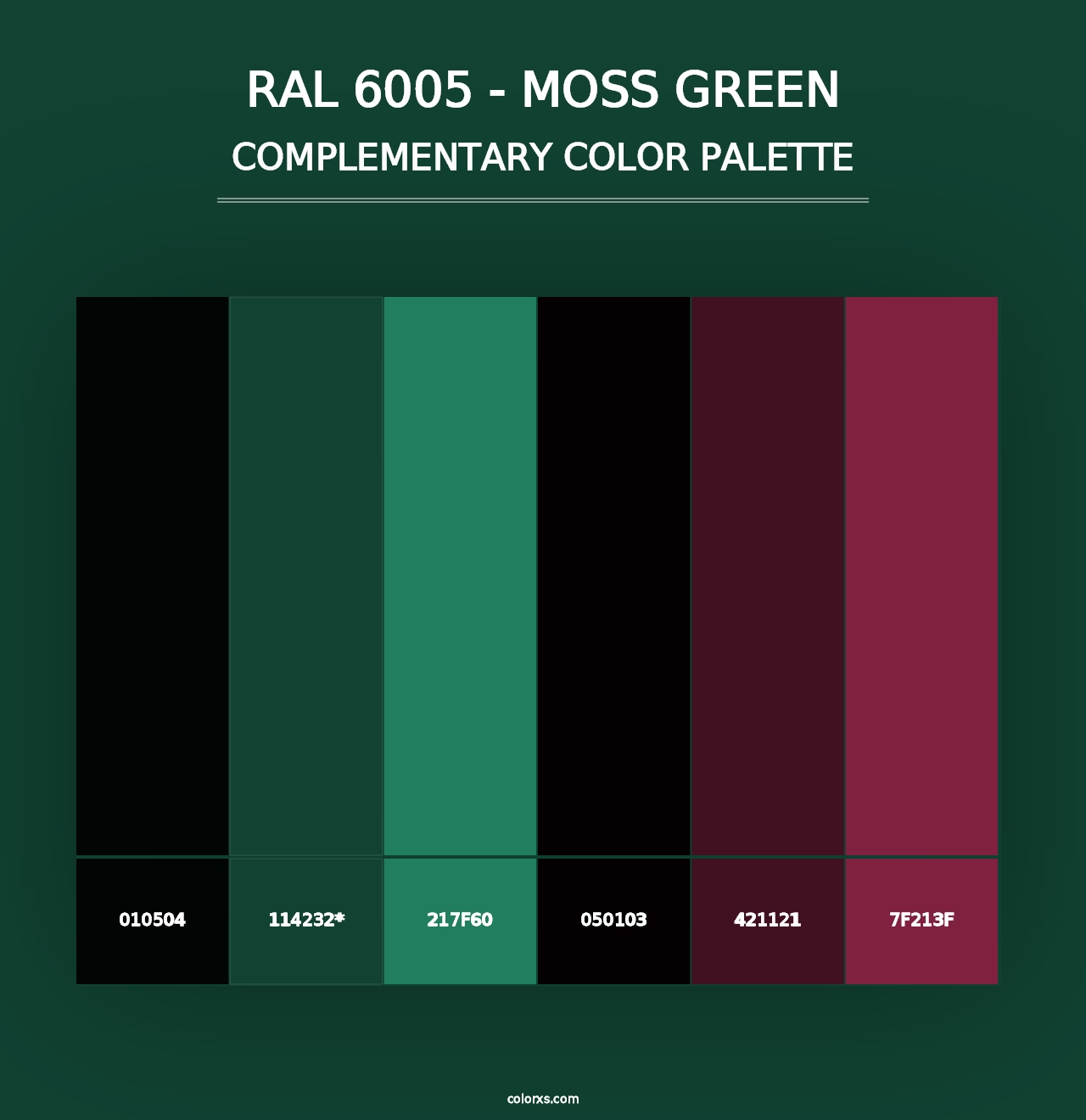 RAL 6005 - Moss Green - Complementary Color Palette