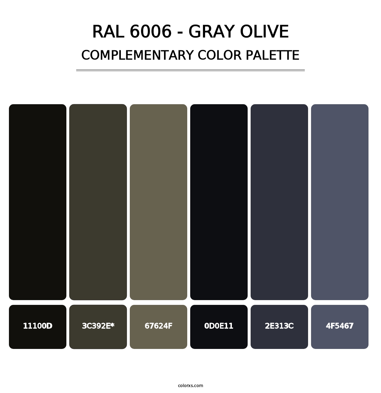 RAL 6006 - Gray Olive - Complementary Color Palette