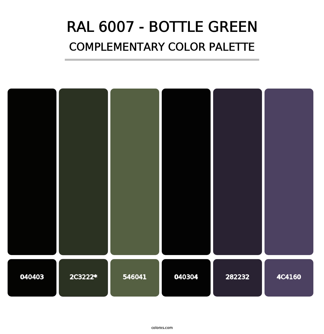 RAL 6007 - Bottle Green - Complementary Color Palette