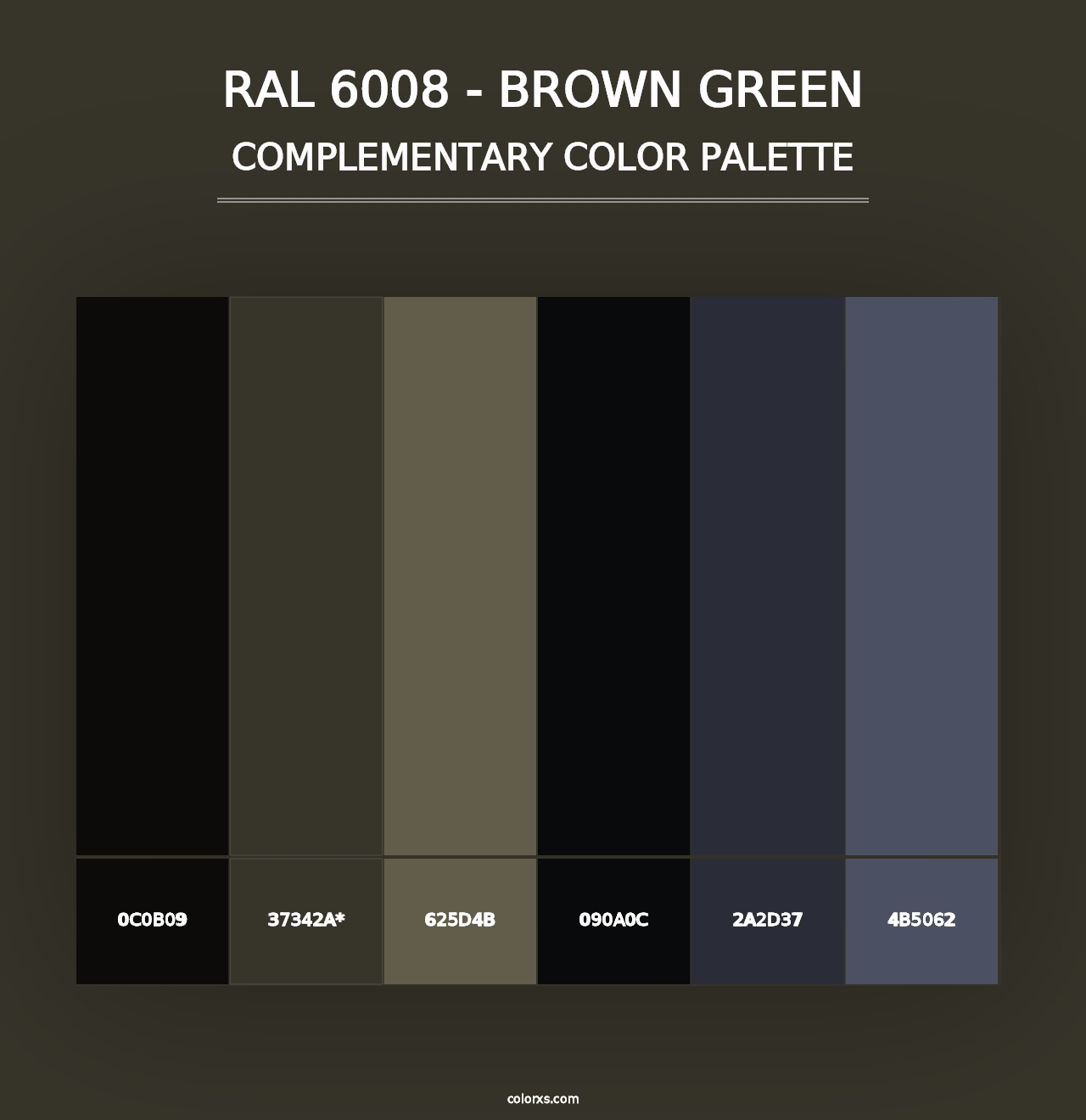 RAL 6008 - Brown Green - Complementary Color Palette