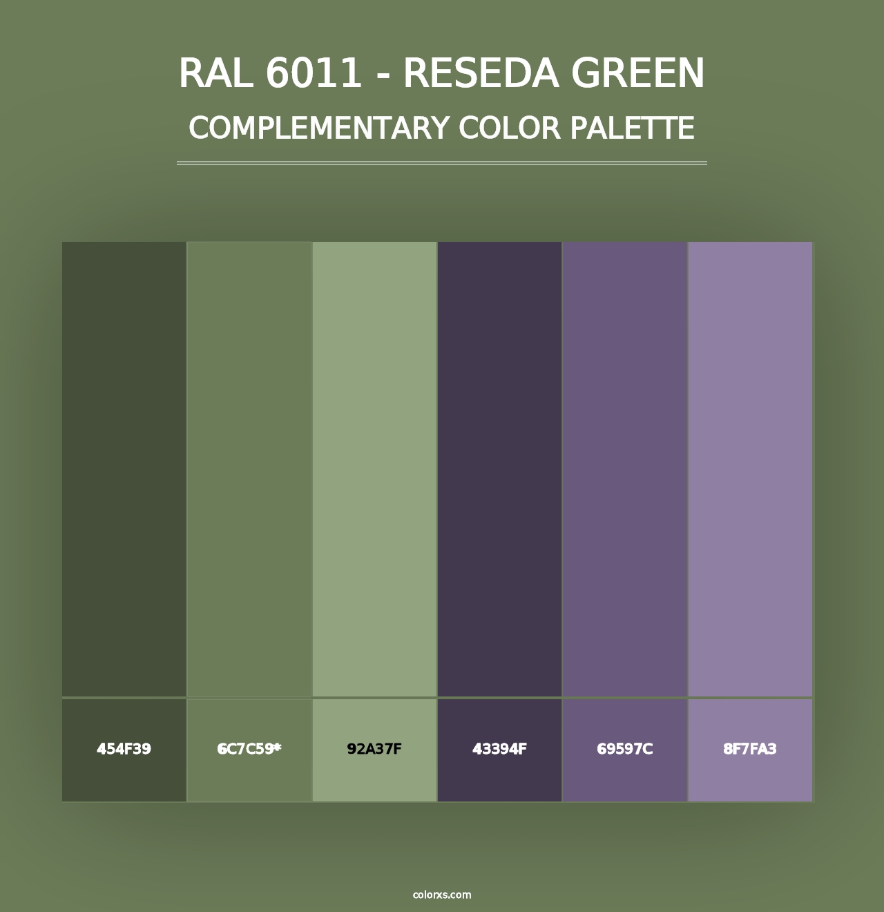 RAL 6011 - Reseda Green - Complementary Color Palette