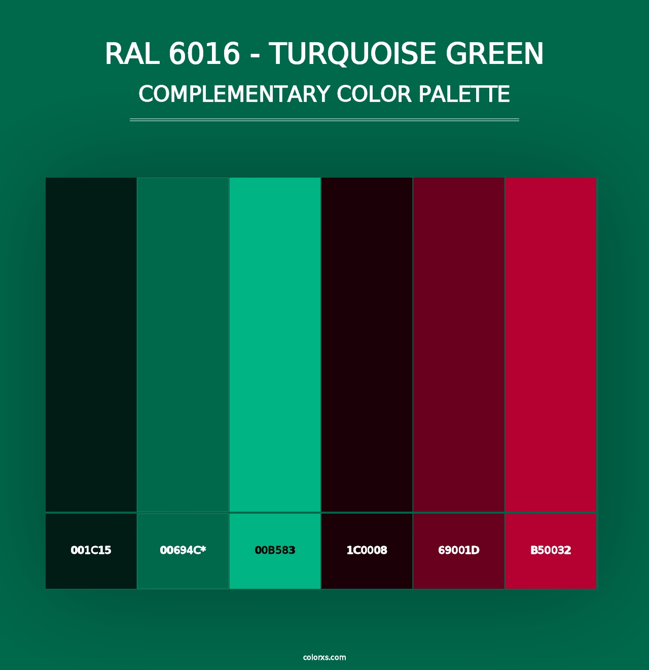 RAL 6016 - Turquoise Green - Complementary Color Palette