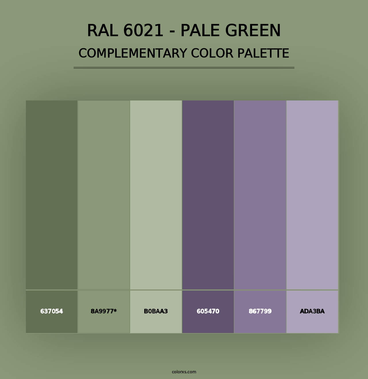 RAL 6021 - Pale Green - Complementary Color Palette