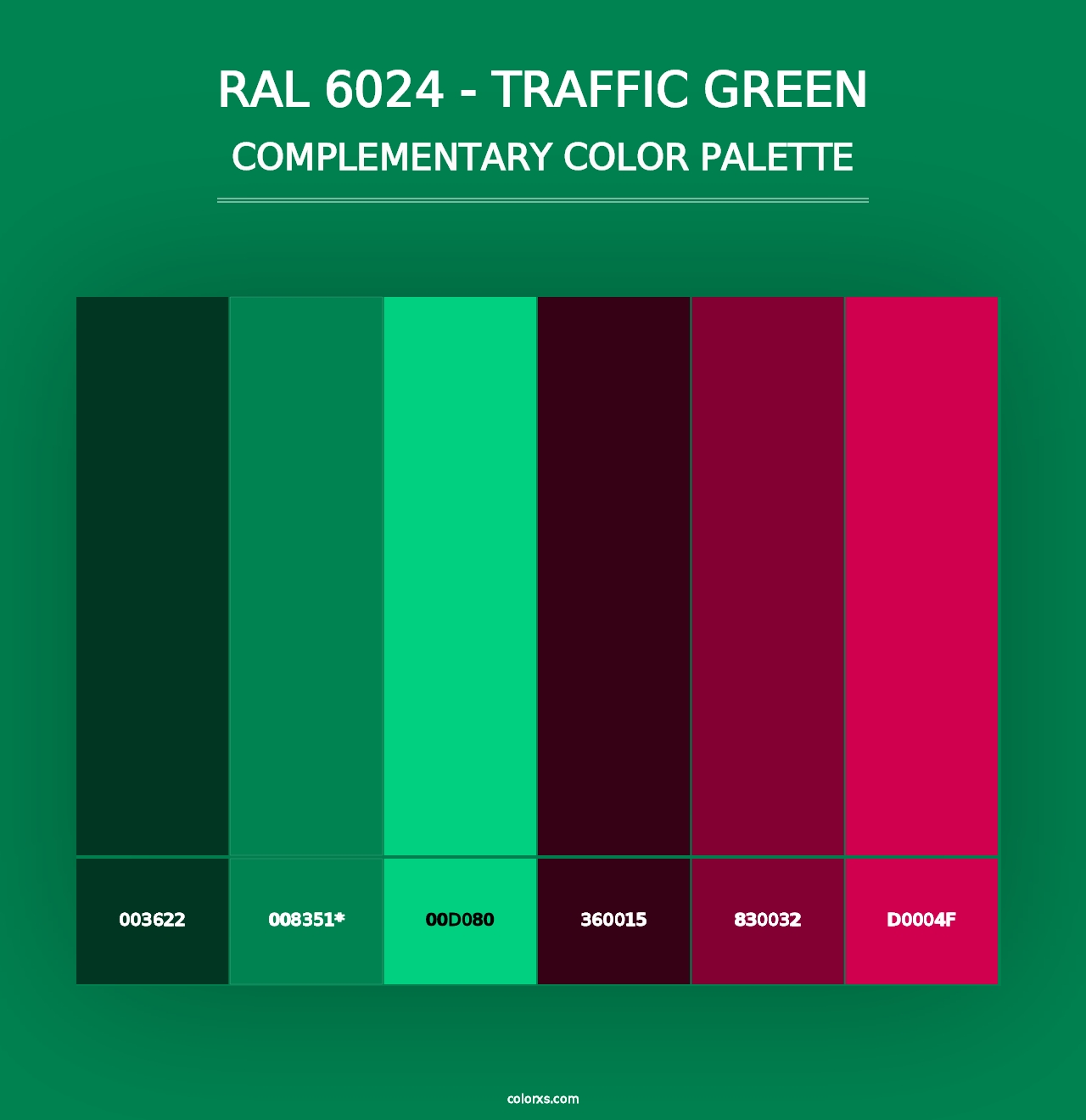 RAL 6024 - Traffic Green - Complementary Color Palette