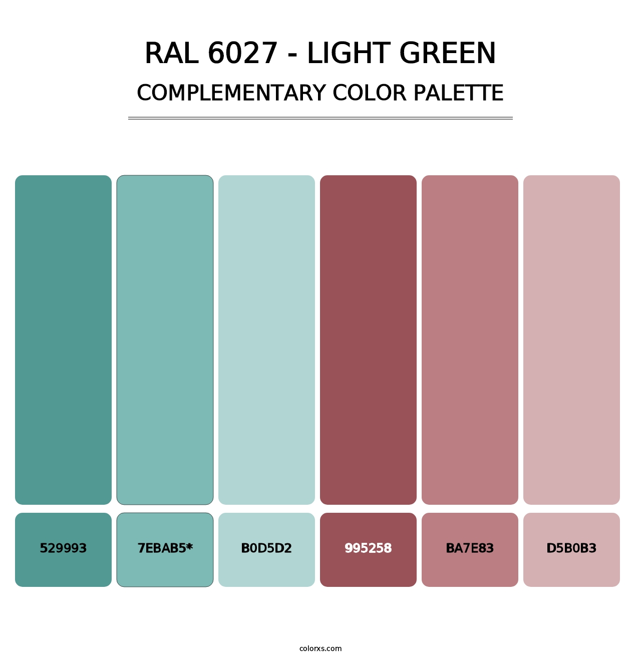 RAL 6027 - Light Green - Complementary Color Palette