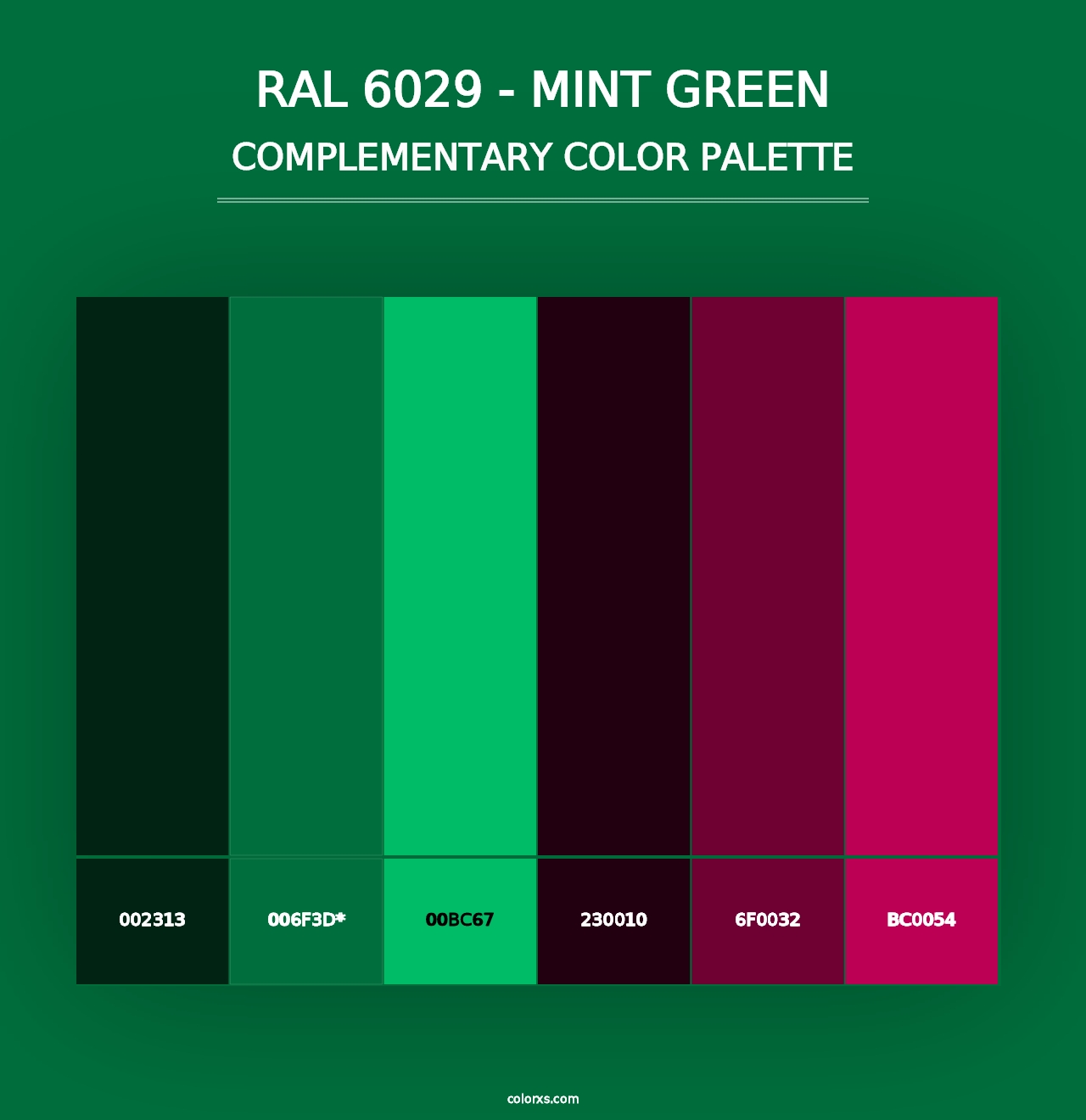 RAL 6029 - Mint Green - Complementary Color Palette