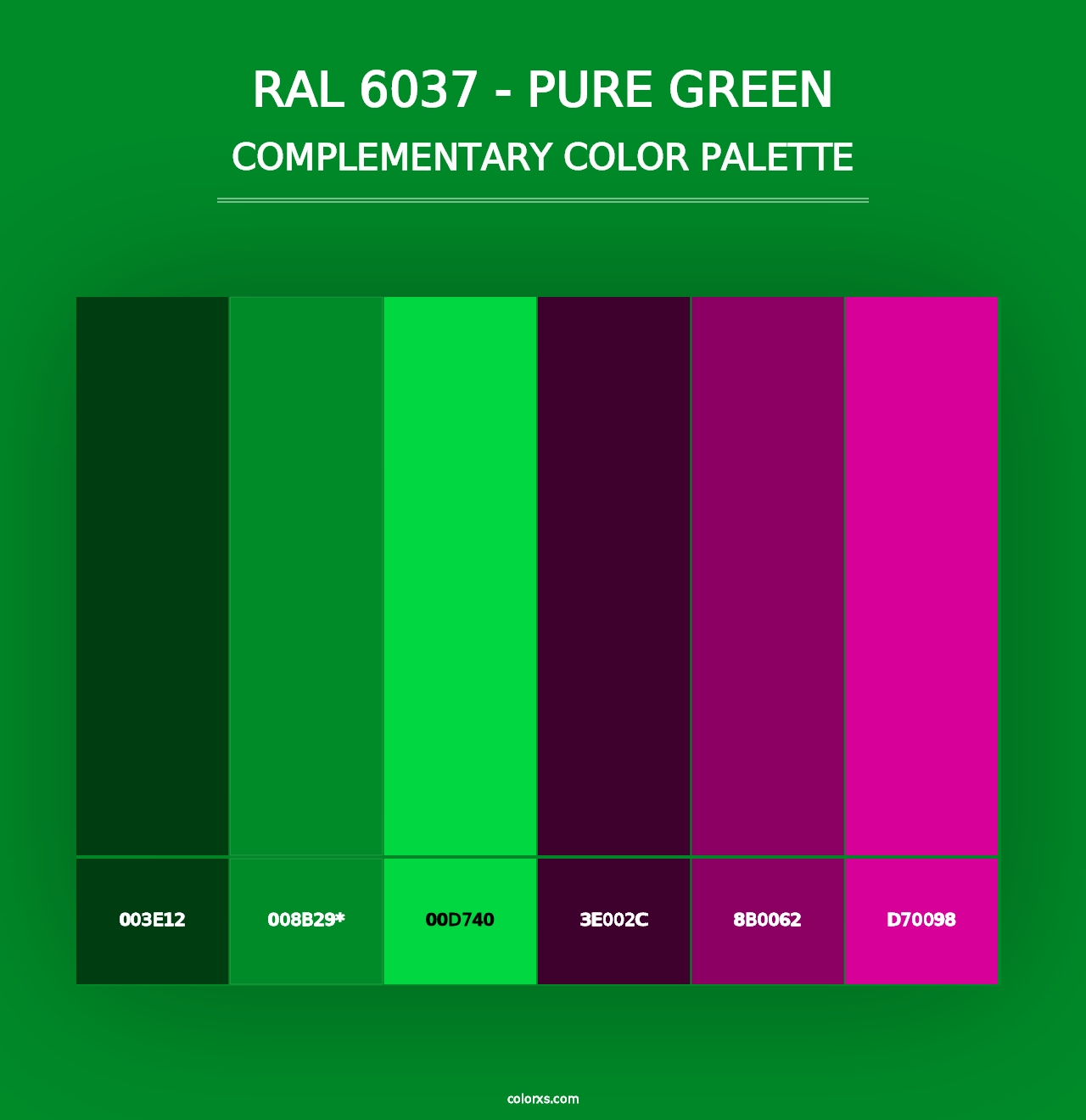 RAL 6037 - Pure Green - Complementary Color Palette