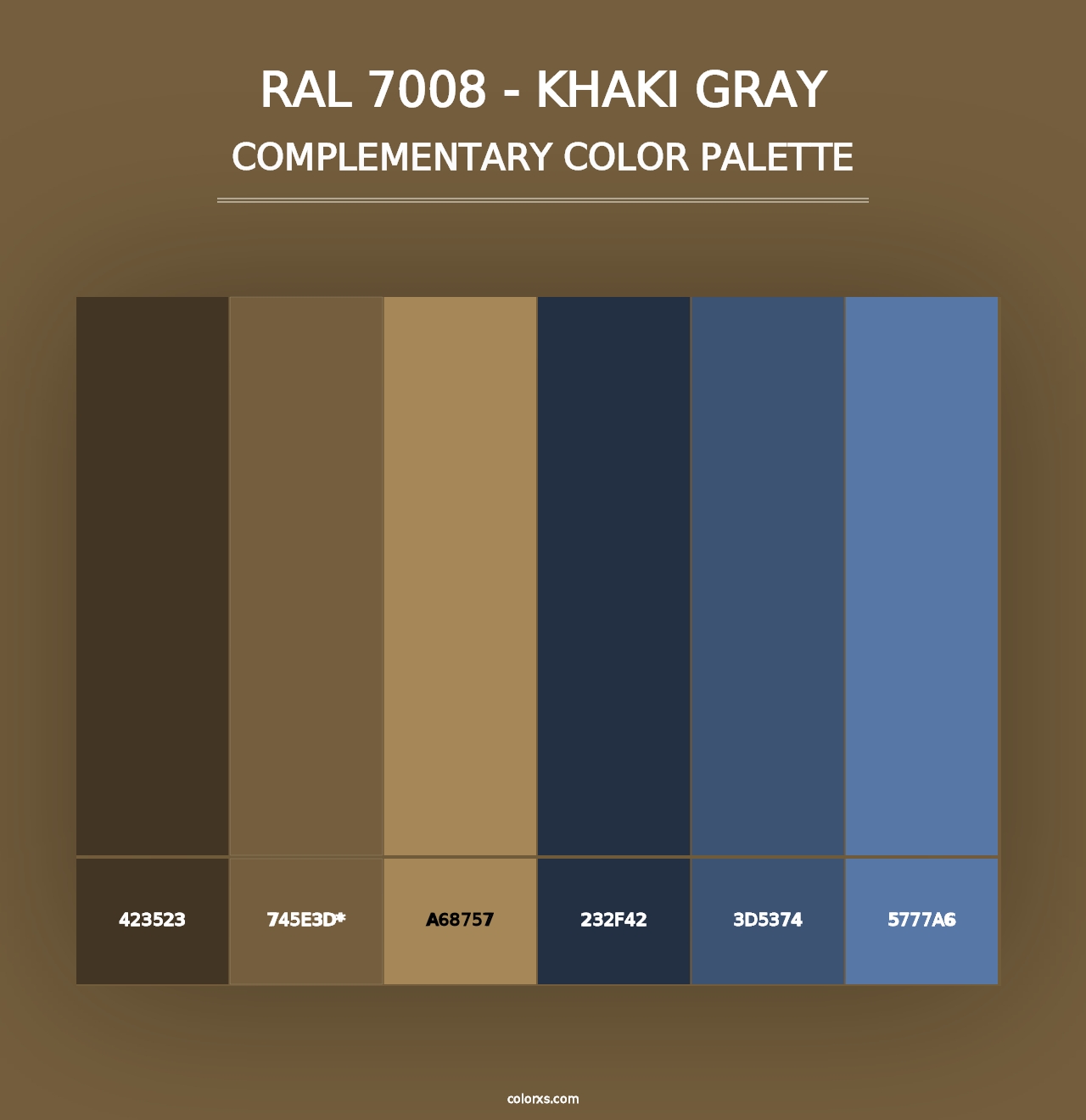 RAL 7008 - Khaki Gray - Complementary Color Palette