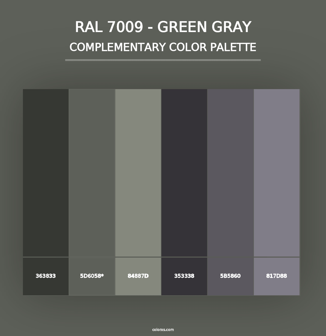 RAL 7009 - Green Gray - Complementary Color Palette