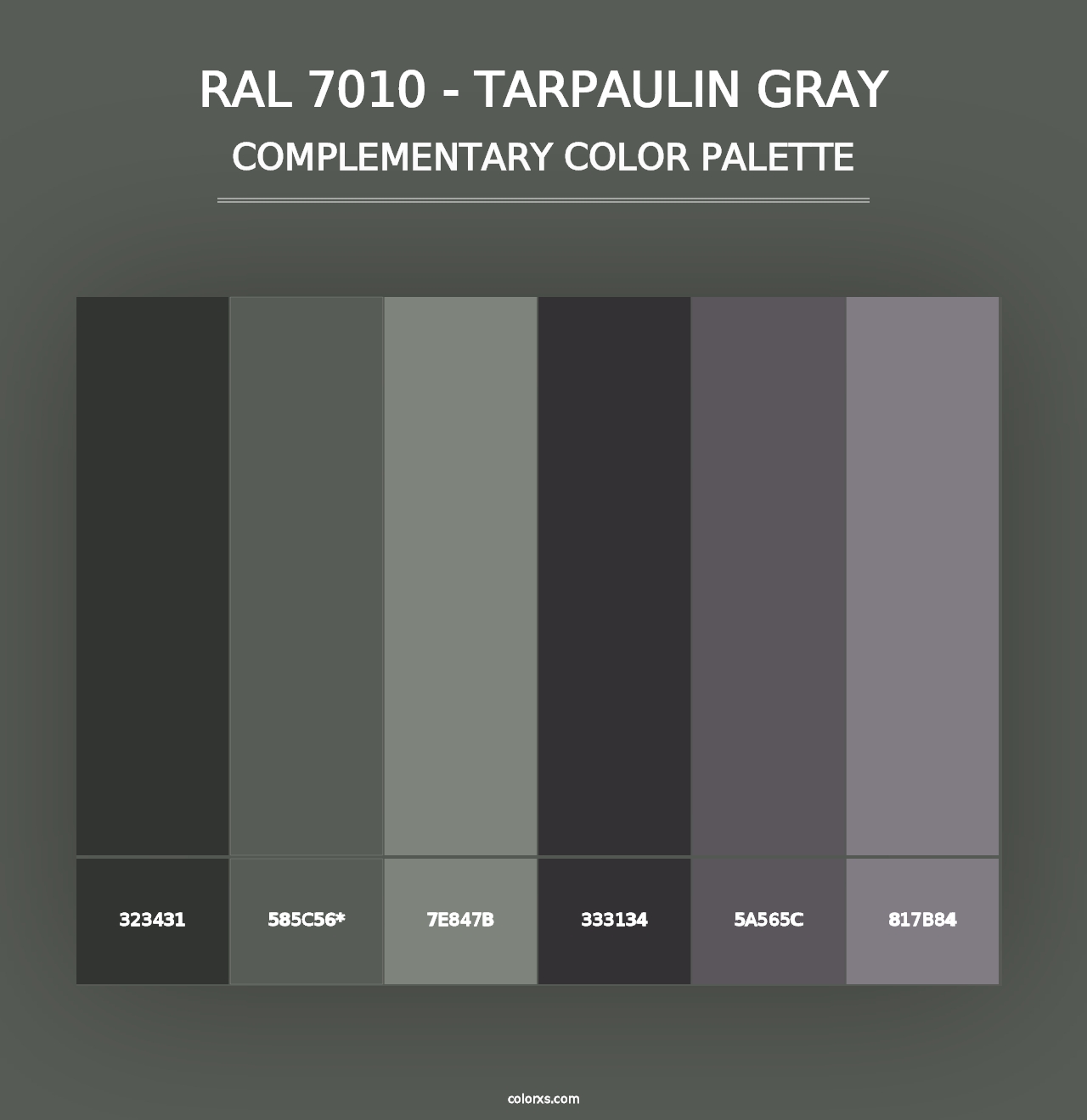 RAL 7010 - Tarpaulin Gray - Complementary Color Palette