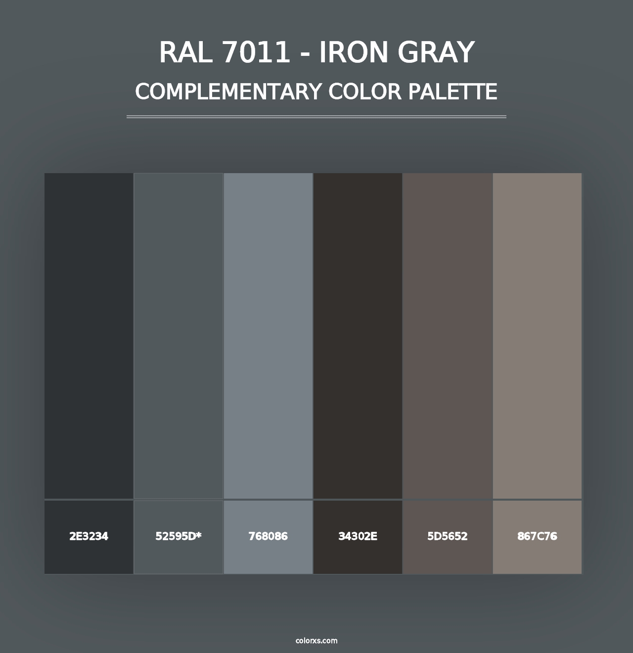 RAL 7011 - Iron Gray - Complementary Color Palette