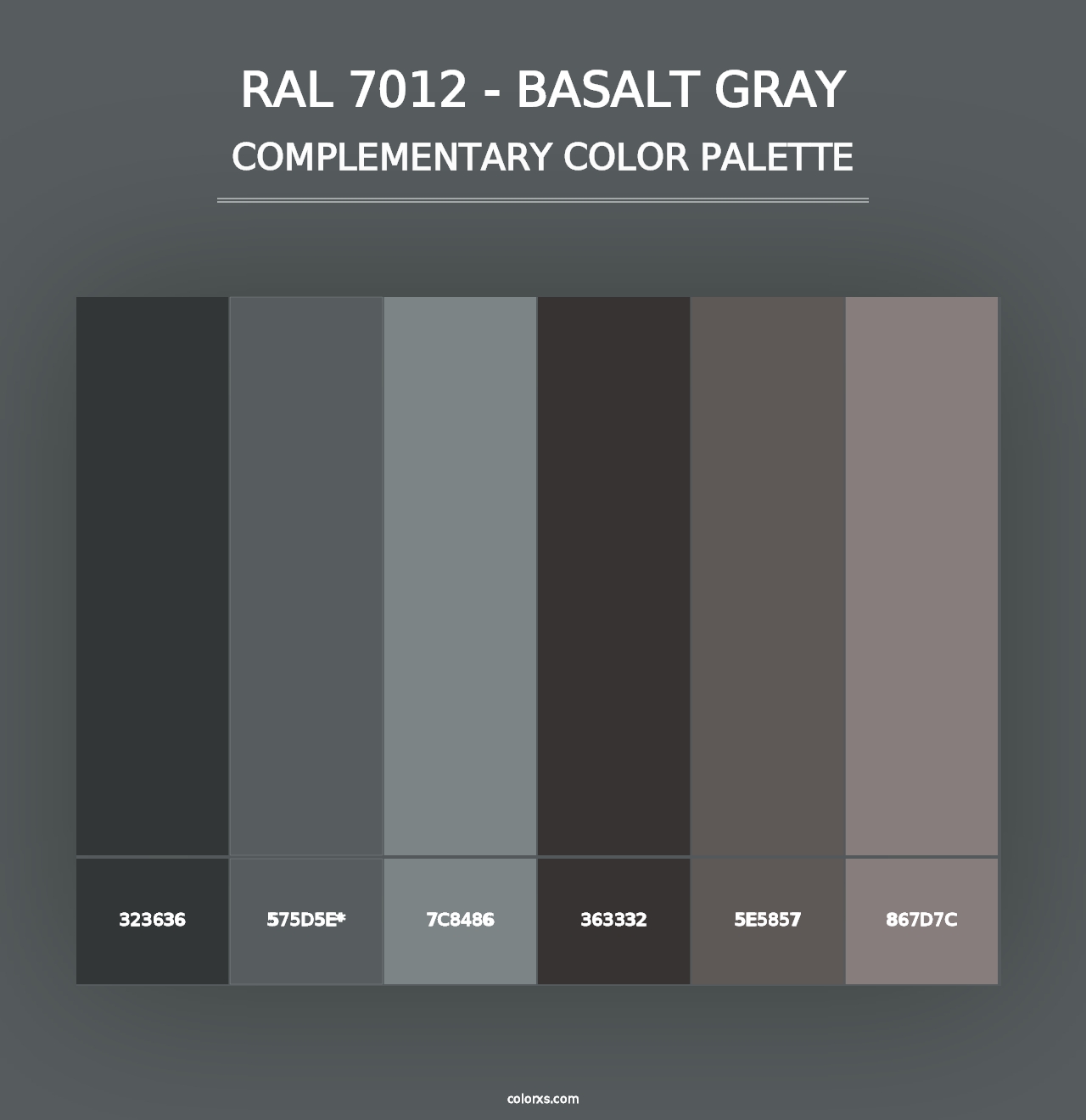 RAL 7012 - Basalt Gray - Complementary Color Palette