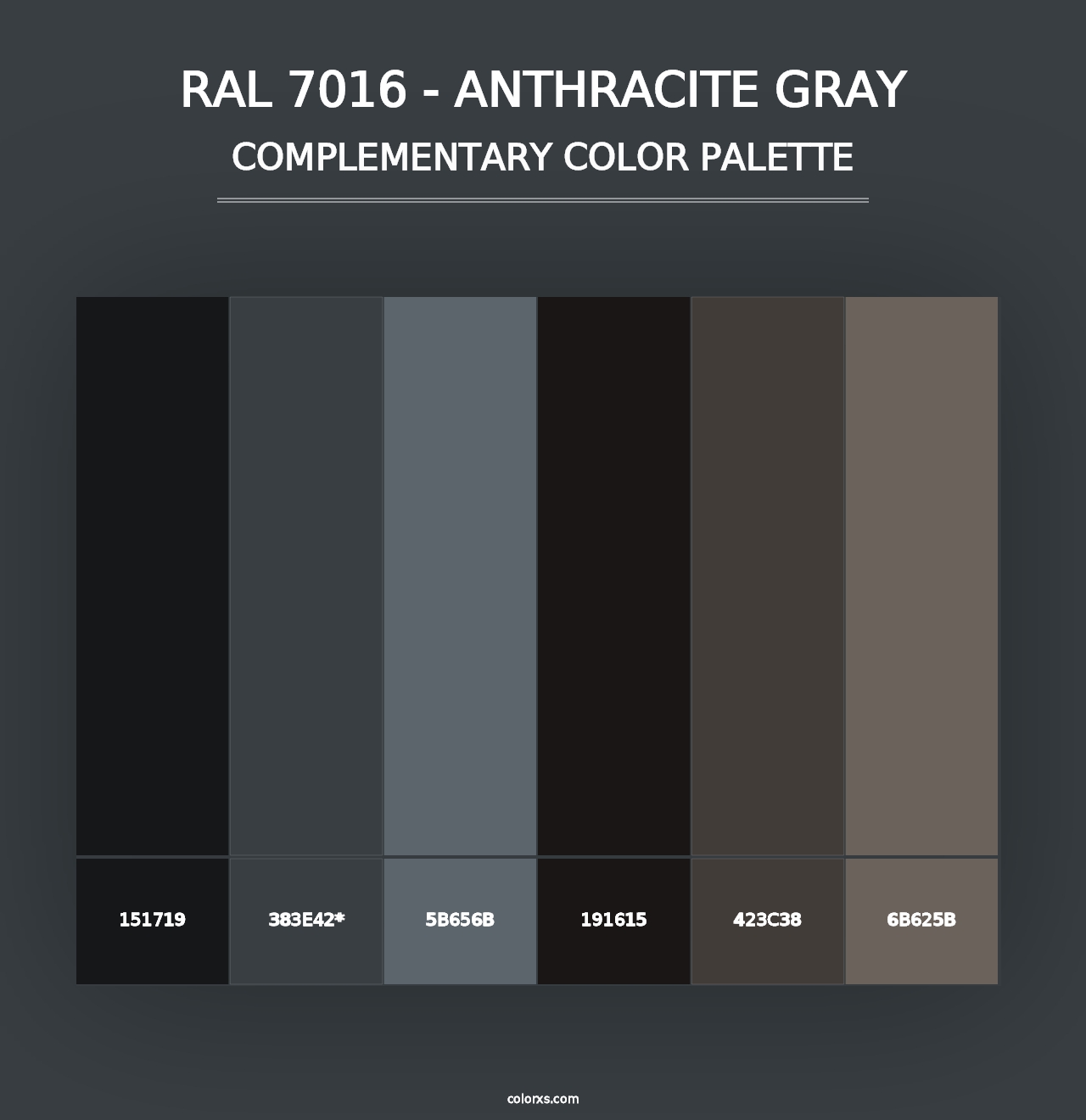 RAL 7016 - Anthracite Gray - Complementary Color Palette