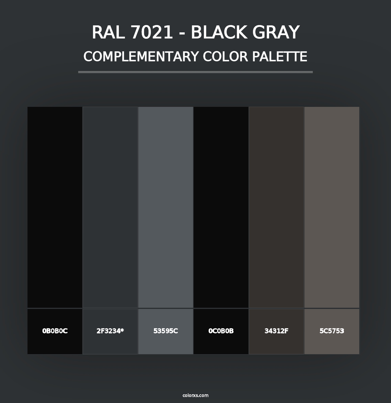 RAL 7021 - Black Gray - Complementary Color Palette