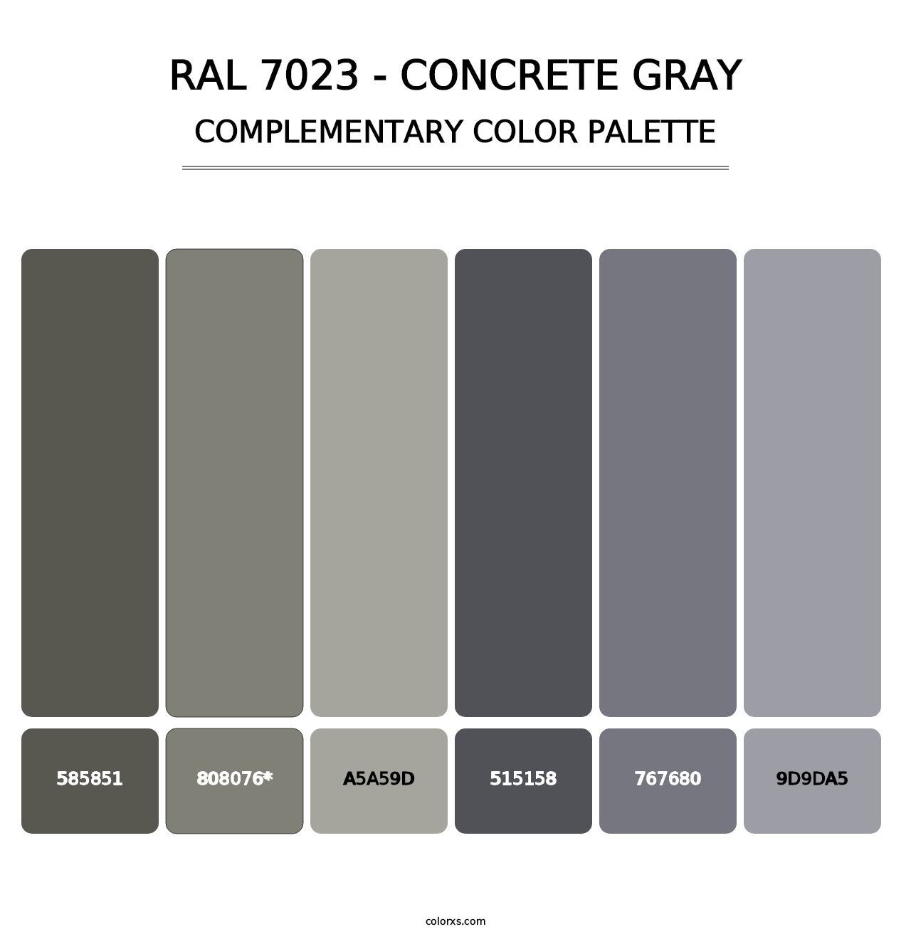 RAL 7023 - Concrete Gray - Complementary Color Palette