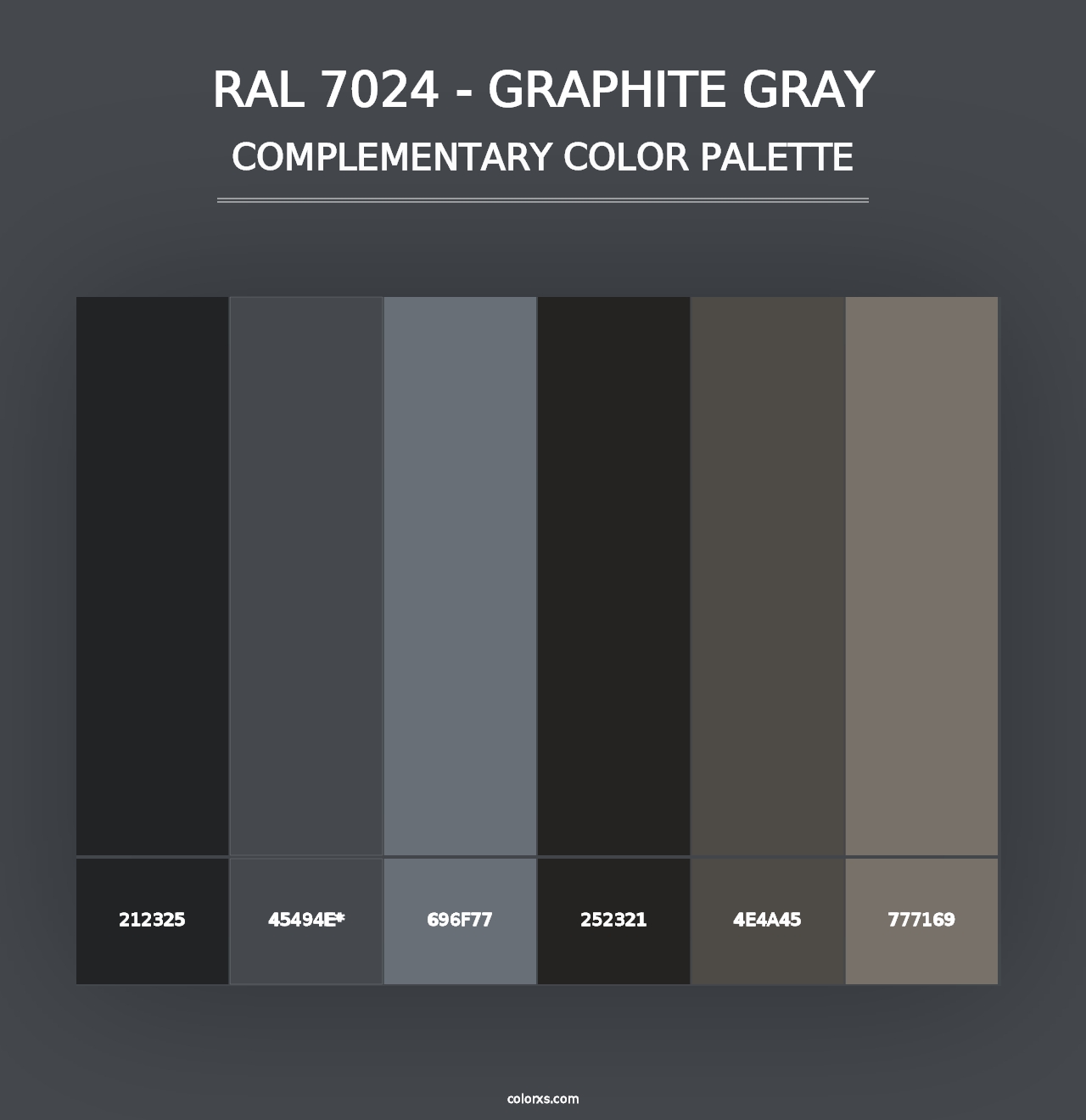 RAL 7024 - Graphite Gray - Complementary Color Palette