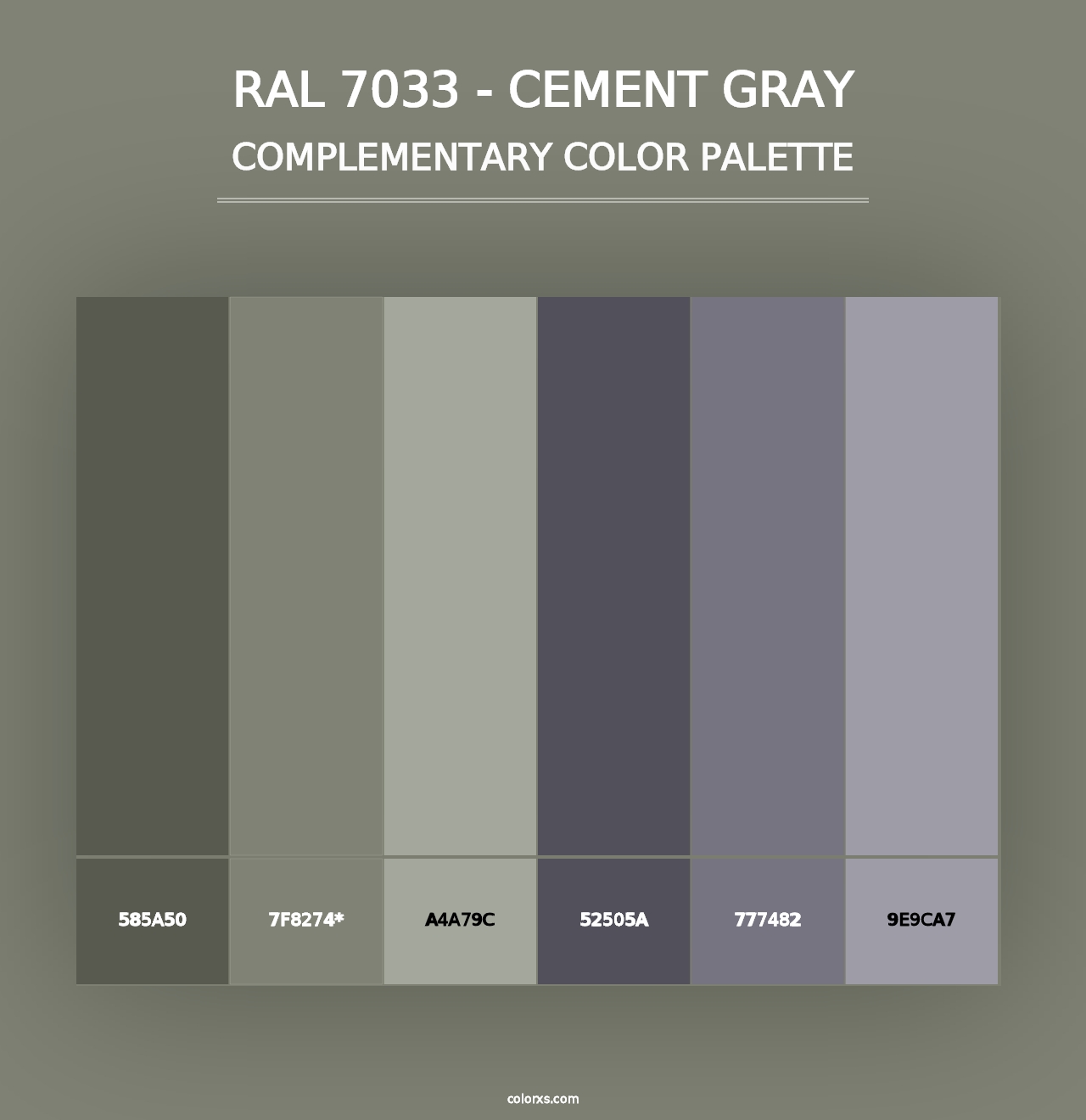 RAL 7033 - Cement Gray - Complementary Color Palette