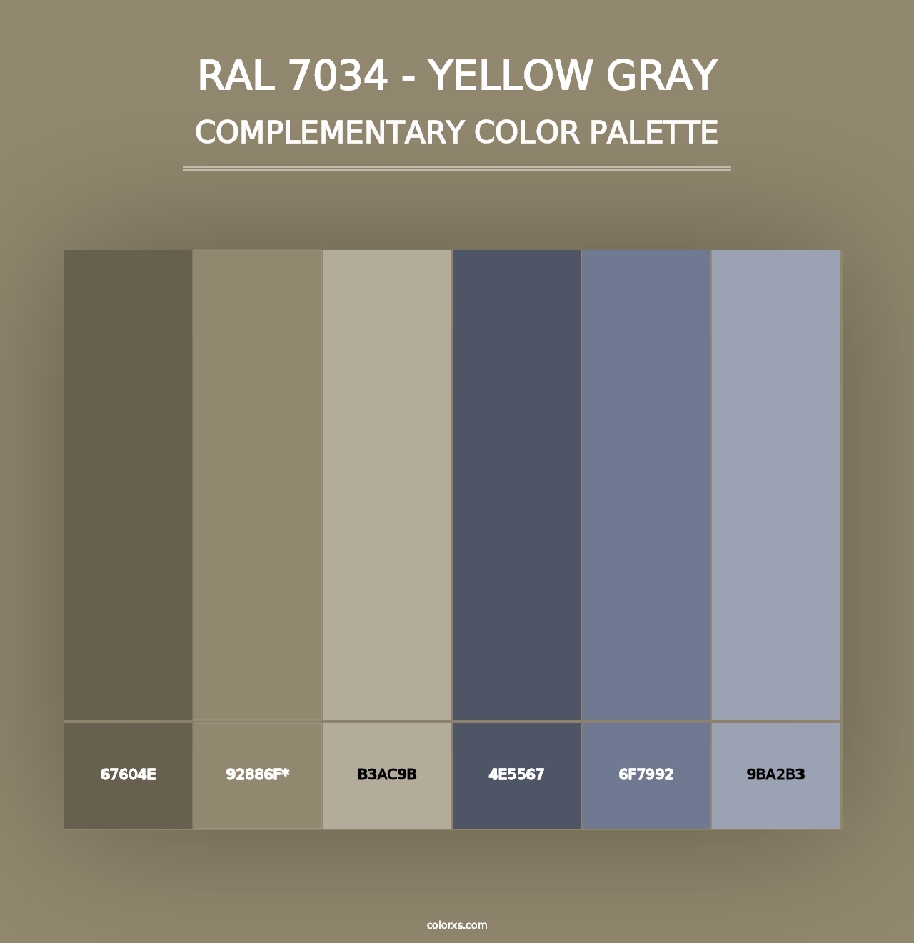 RAL 7034 - Yellow Gray - Complementary Color Palette