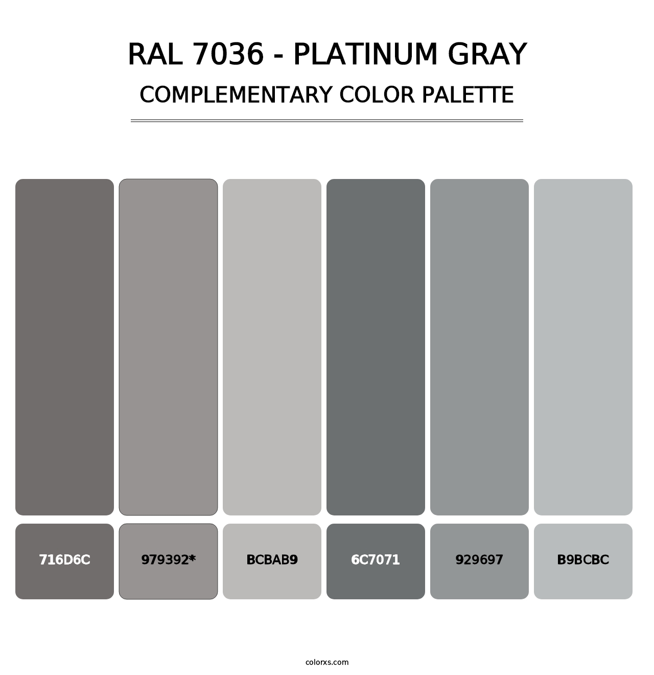 RAL 7036 - Platinum Gray - Complementary Color Palette