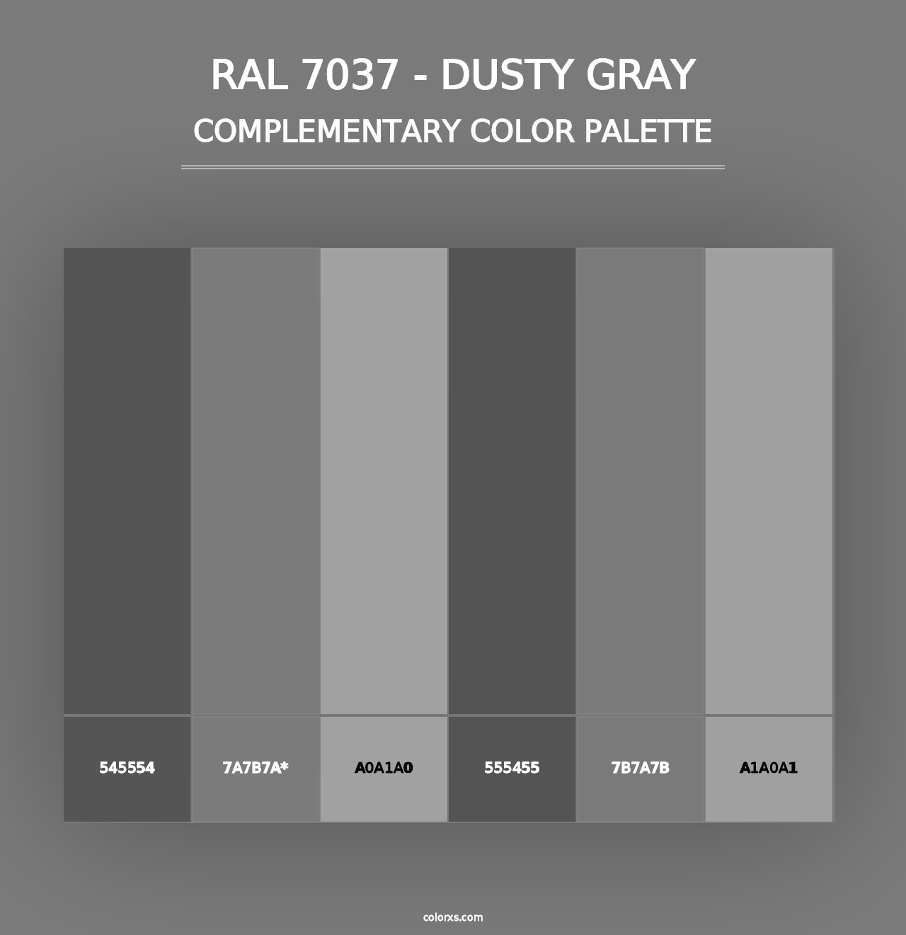 RAL 7037 - Dusty Gray - Complementary Color Palette