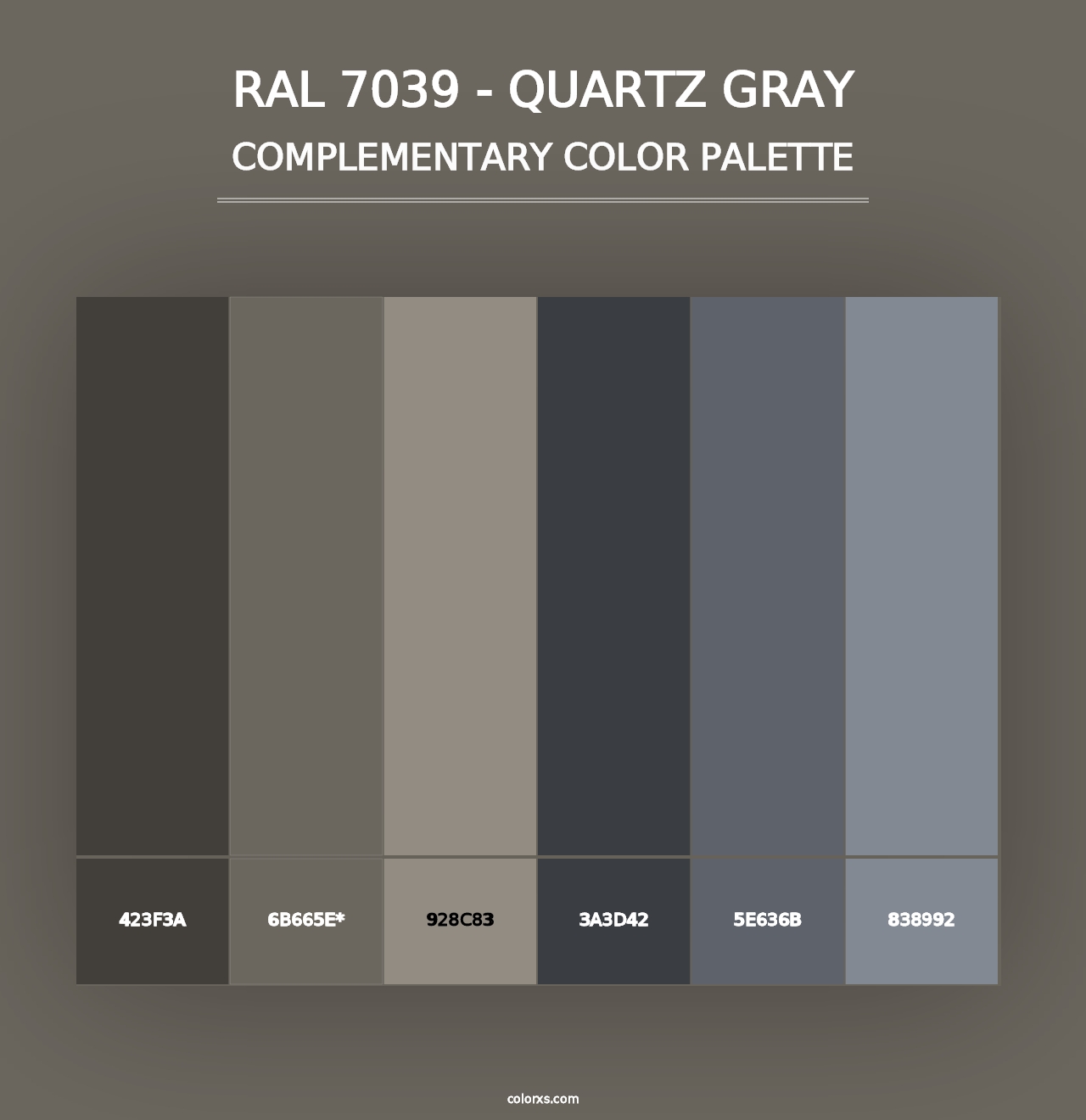 RAL 7039 - Quartz Gray - Complementary Color Palette