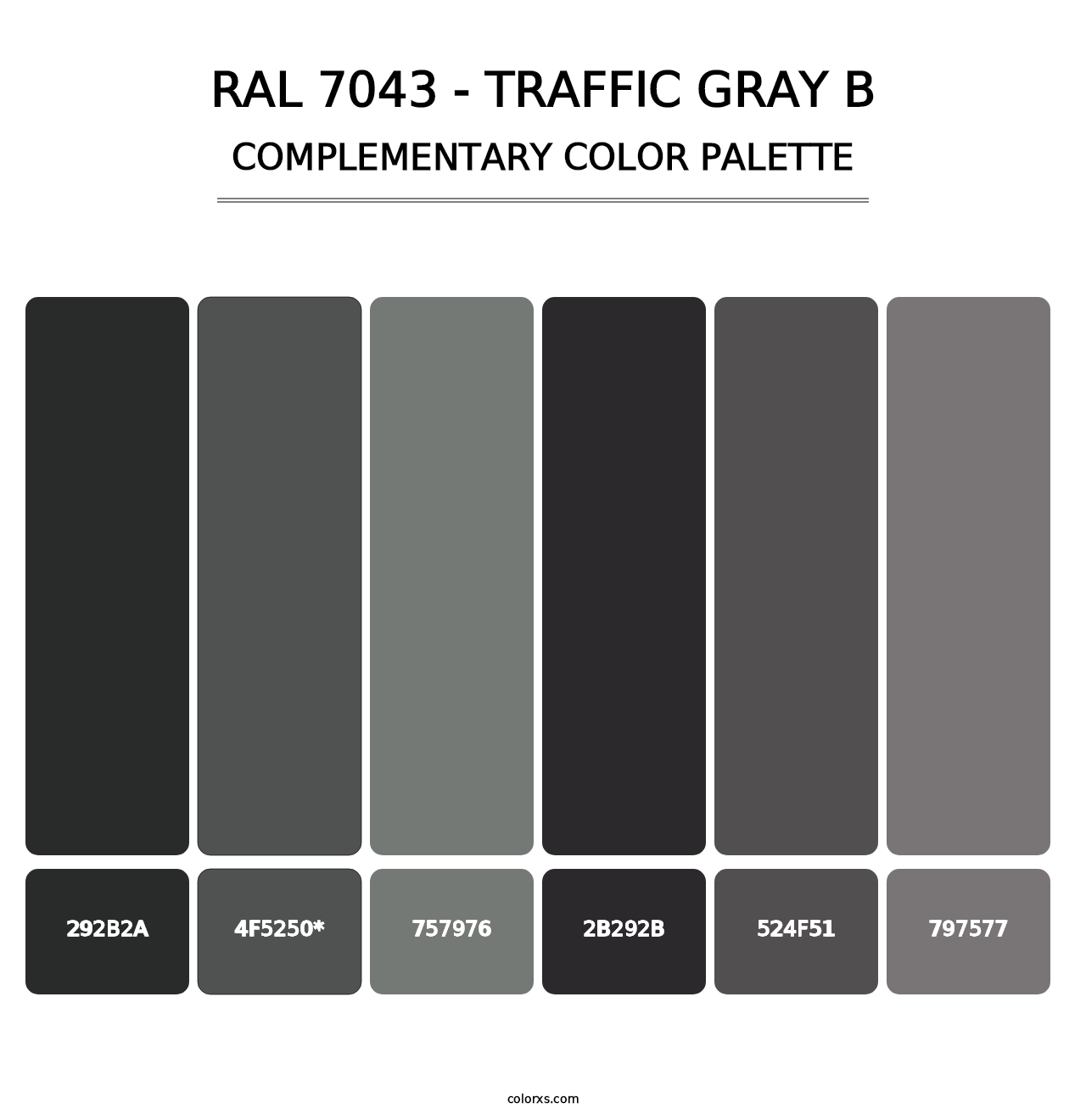 RAL 7043 - Traffic Gray B - Complementary Color Palette